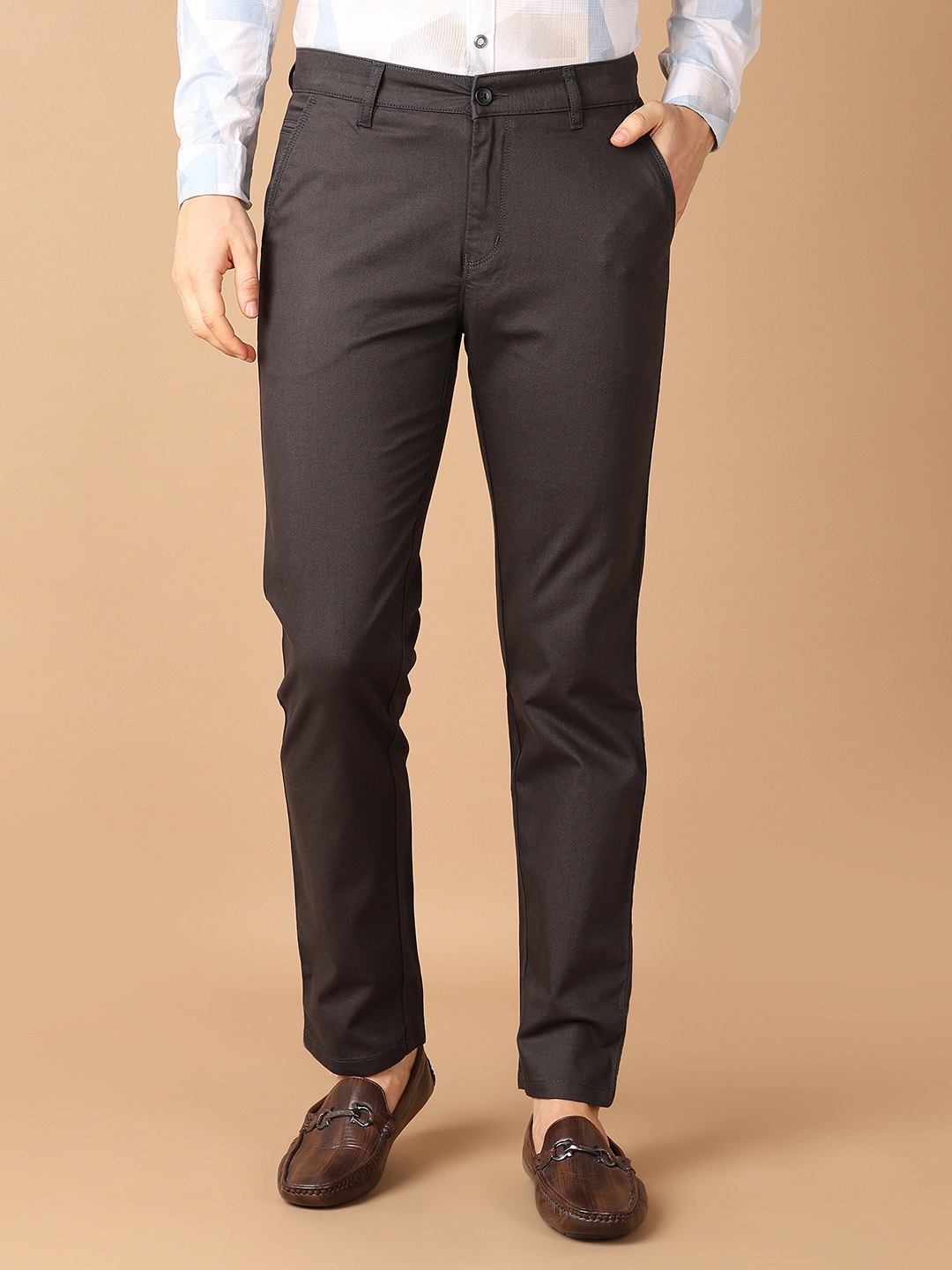 

V-Mart Men Regular Fit Mid-Rise Regular Trousers, Brown
