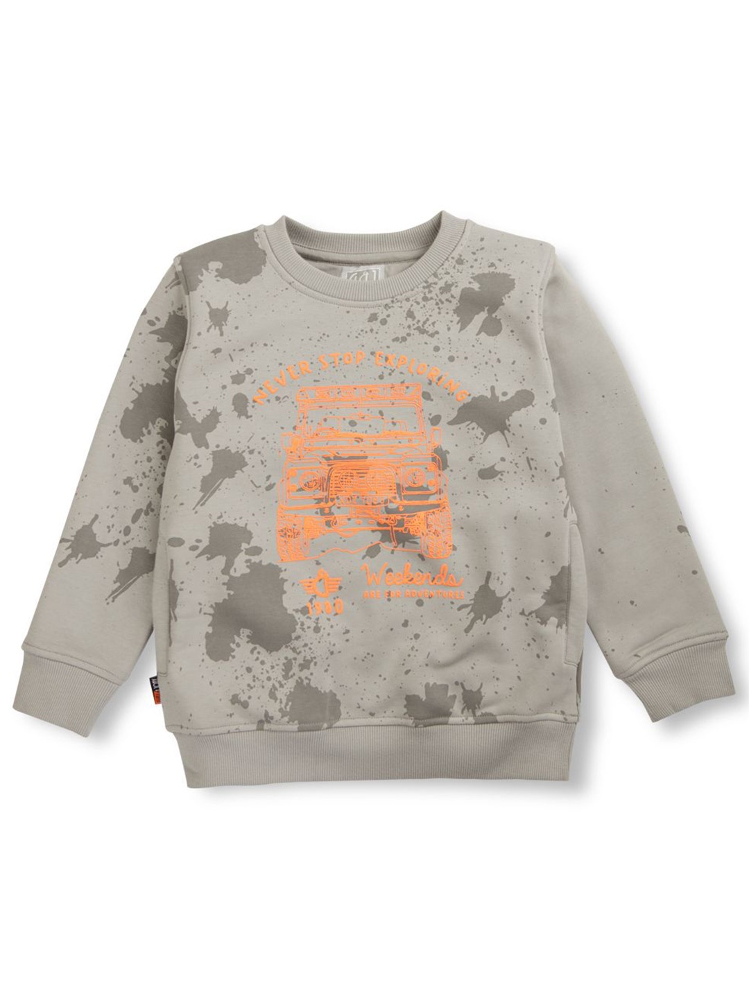 

Gini and Jony Boys Graphic Printed Round Neck Cotton Pullover Sweatshirt, Grey
