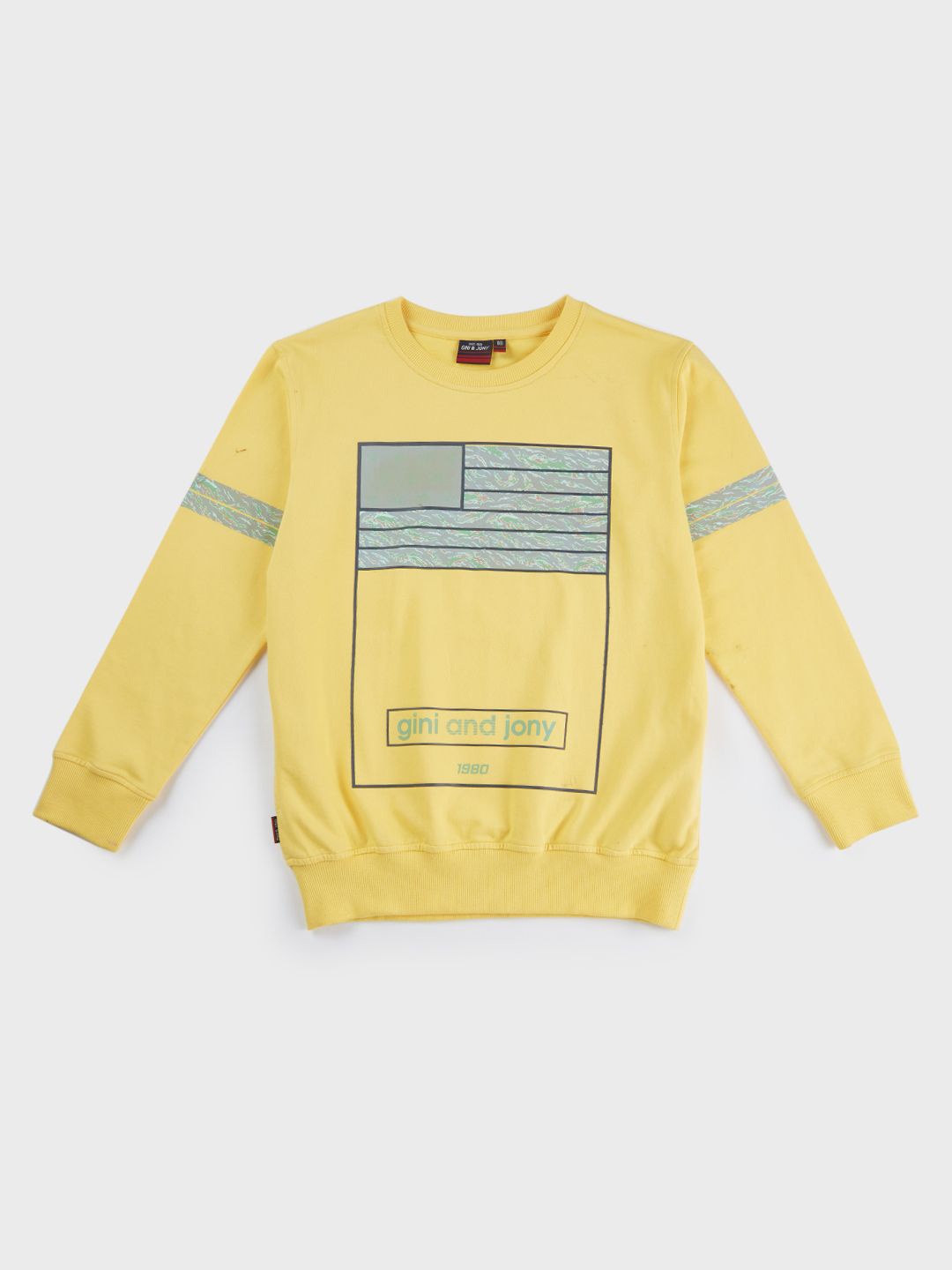 

Gini and Jony Boys Graphic Printed Round Neck Cotton Pullover Sweatshirt, Yellow
