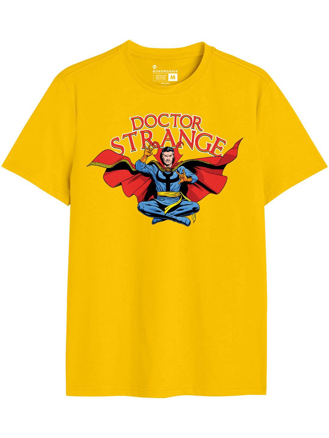 

BonOrganik Men Graphic Printed Round Neck Cotton T-shirt, Yellow