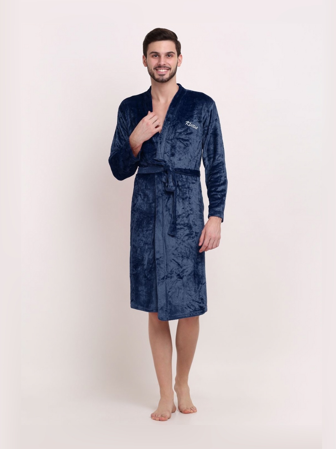 

KLOTTHE Woollen Bath Robe With Belt, Blue