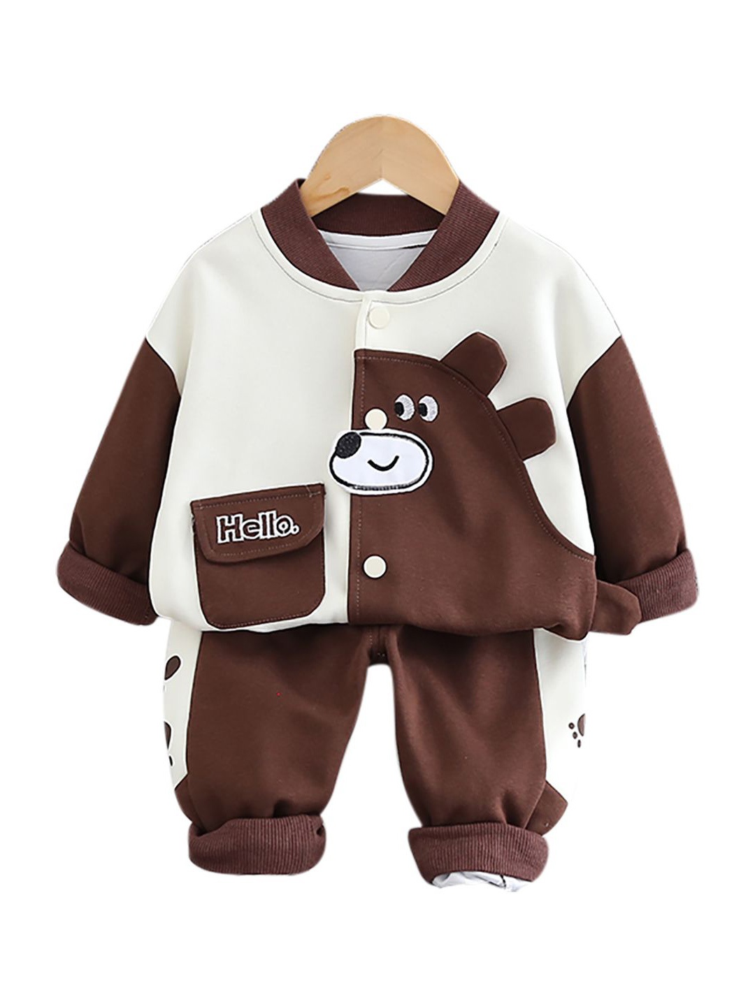 

StyleCast x Revolte Kids Colourblocked Pure Cotton Top with Trousers, Brown