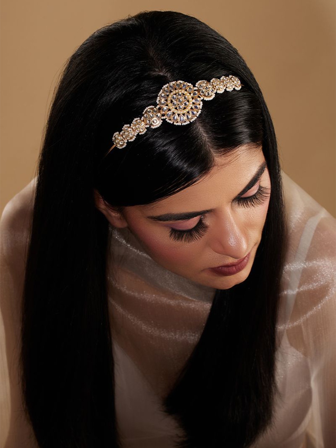 

Mirraw Women Beaded Traditional Hairband, Gold