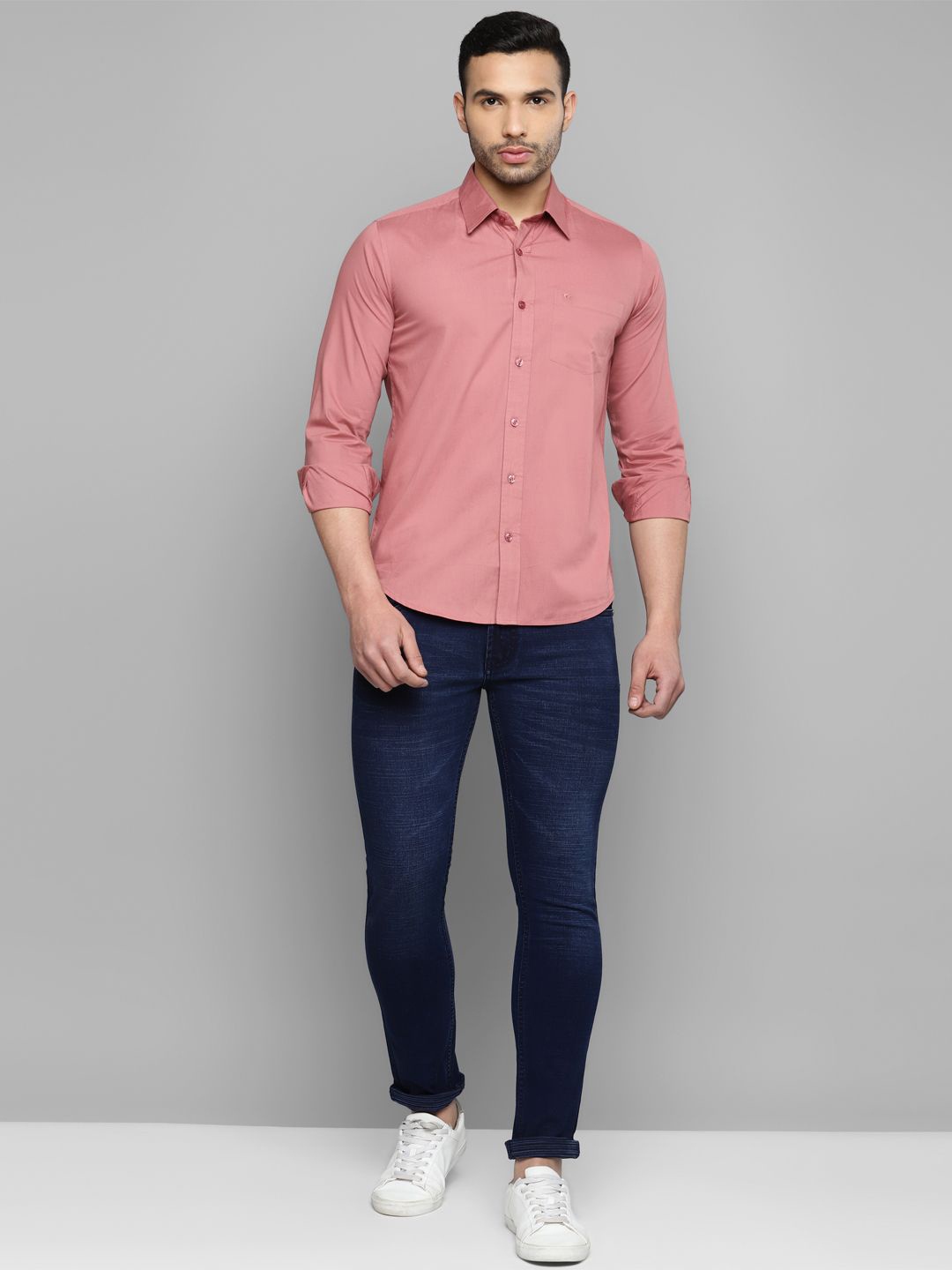 

Allen Cooper Men Classic Spread Collar Solid Cotton Casual Shirt, Pink