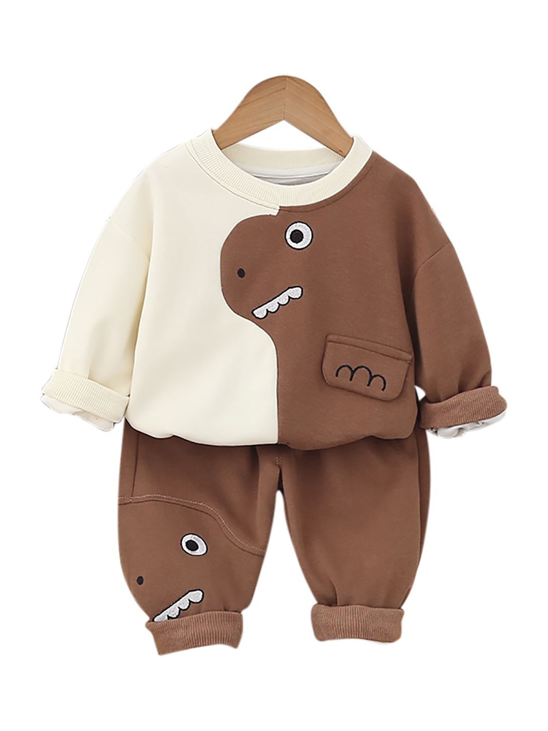 

StyleCast x Revolte Kids Colourblocked Pure Cotton Top with Trousers, Brown