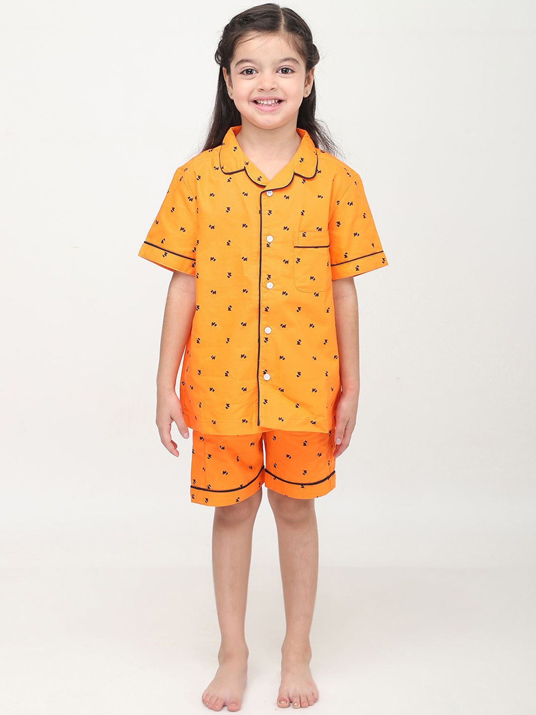 

Biglilpeople Unisex Kids Printed Night suit, Orange