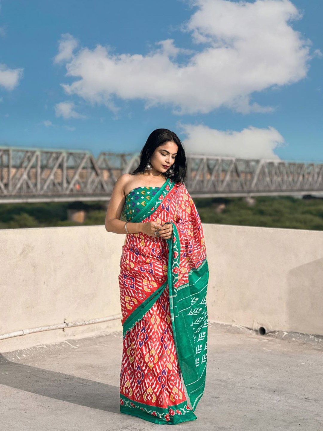 

Anouk Ethnic Motifs Pure Cotton Bagru Saree, Red