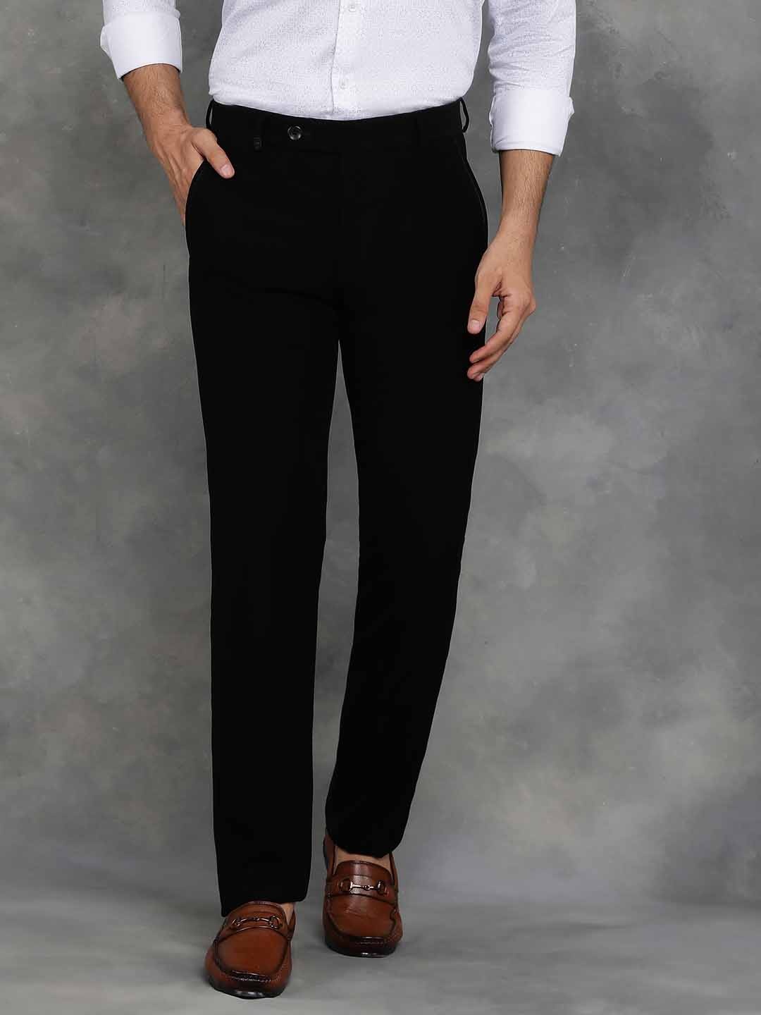 

JB STUDIO Men Mid-Rise Slim Fit Formal Trousers, Black
