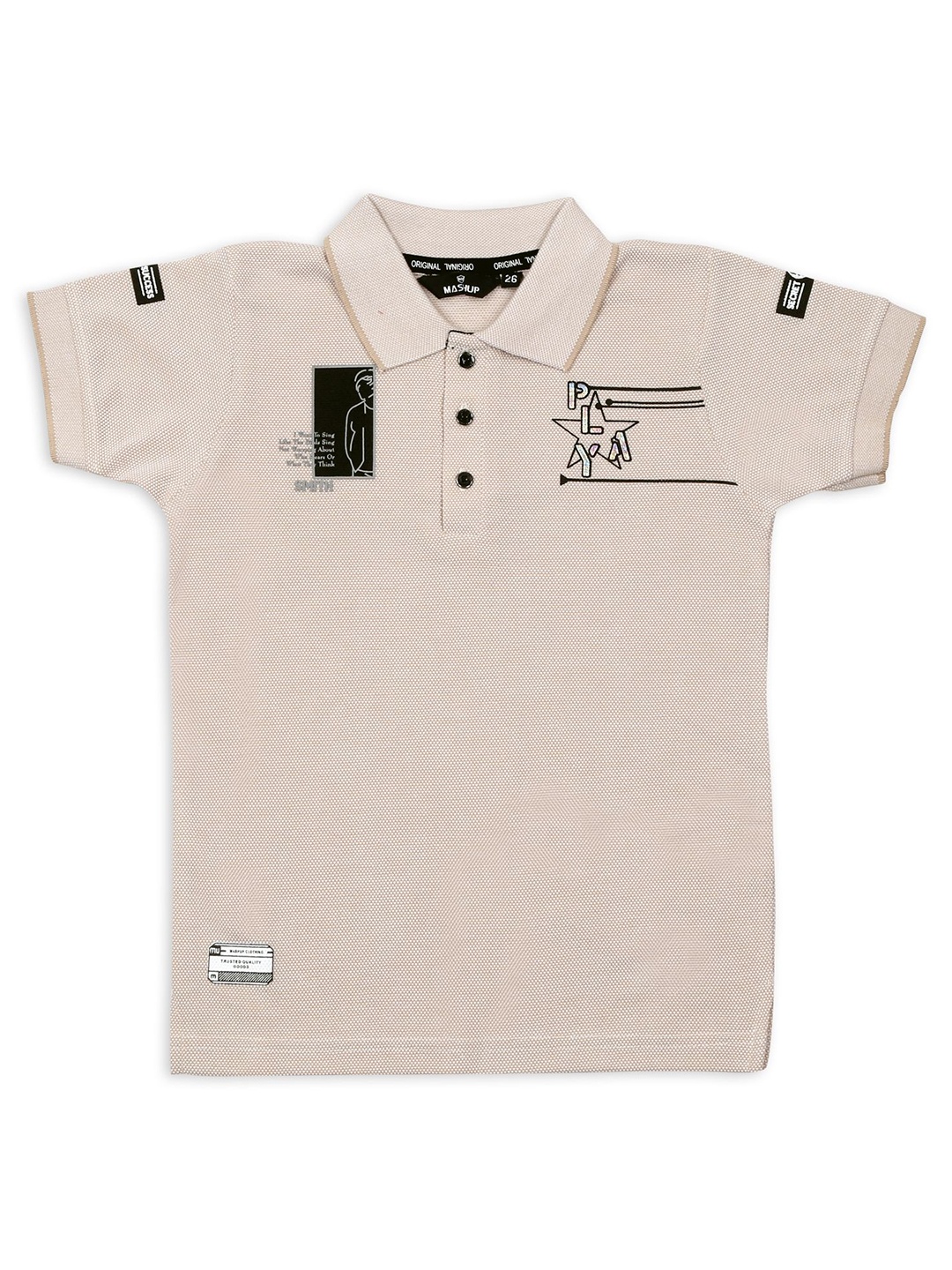 

MashUp Boys Typography Printed Polo Collar Cotton T-shirt, Khaki