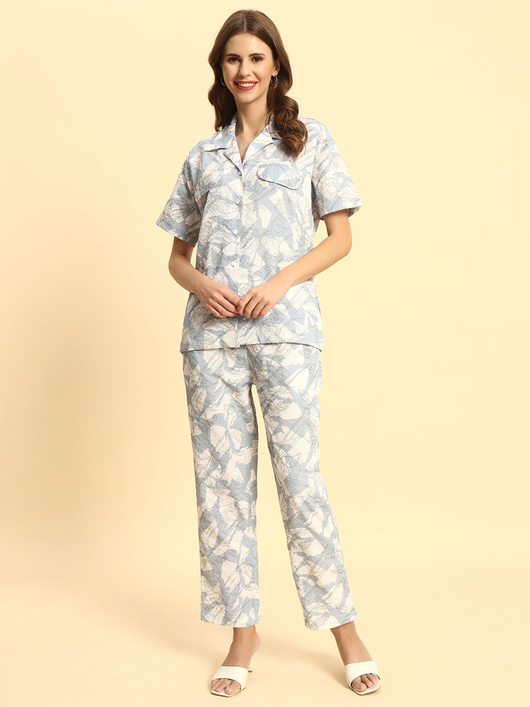 

ROCK AND ROLL Printed Shirt with Trousers, Blue