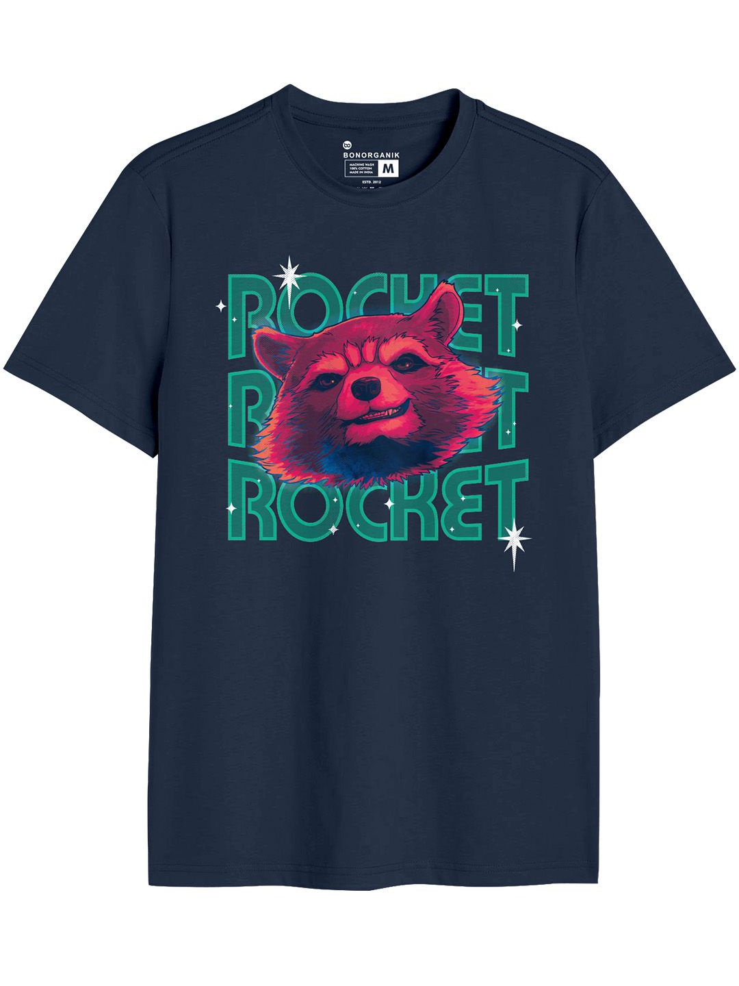 

BonOrganik Men Graphic Printed Round Neck Cotton T-shirt, Navy blue