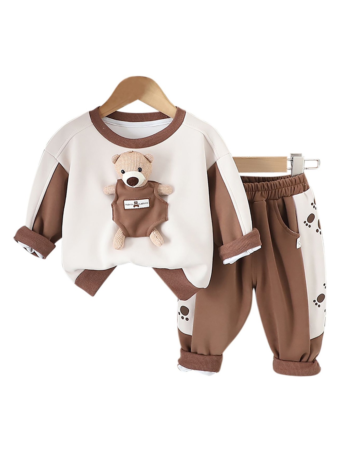 

StyleCast x Revolte Kids Colourblocked Pure Cotton Sweatshirt with Trousers, Brown