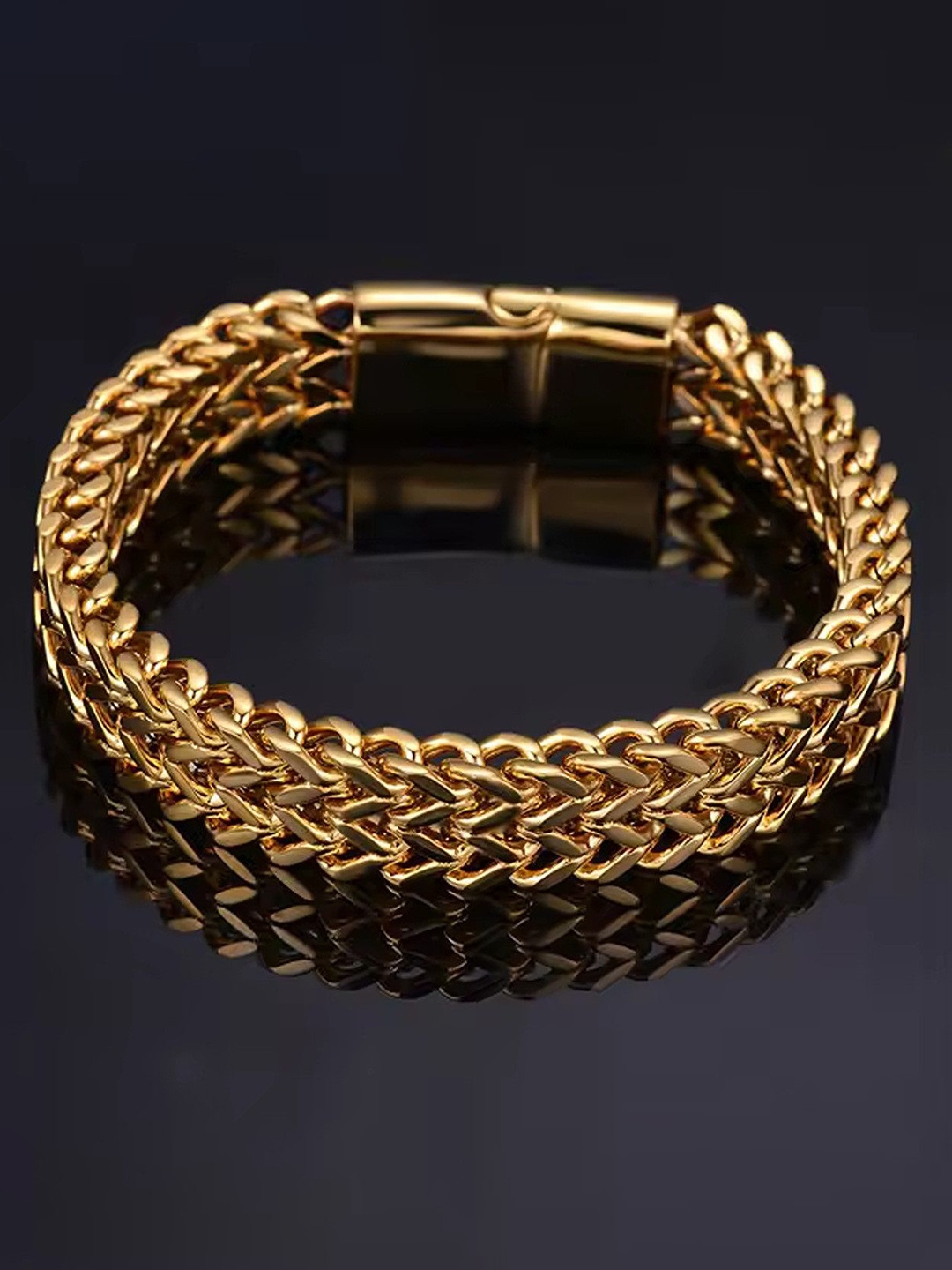 

Heer Collection Men Stainless Steel Link Bracelet, Gold