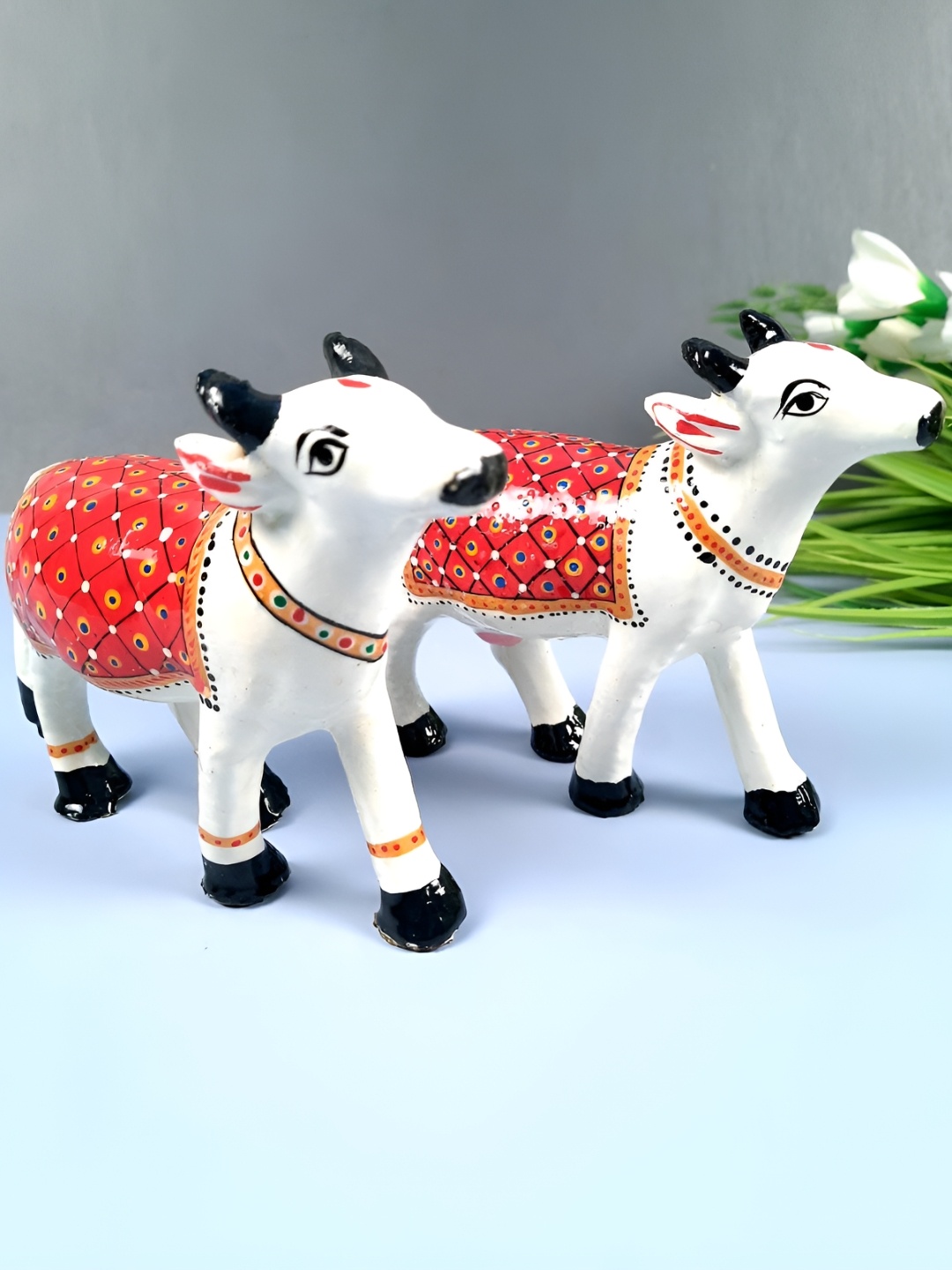 

apka mart White 2 Pieces Kamdhenu Cow Showpiece