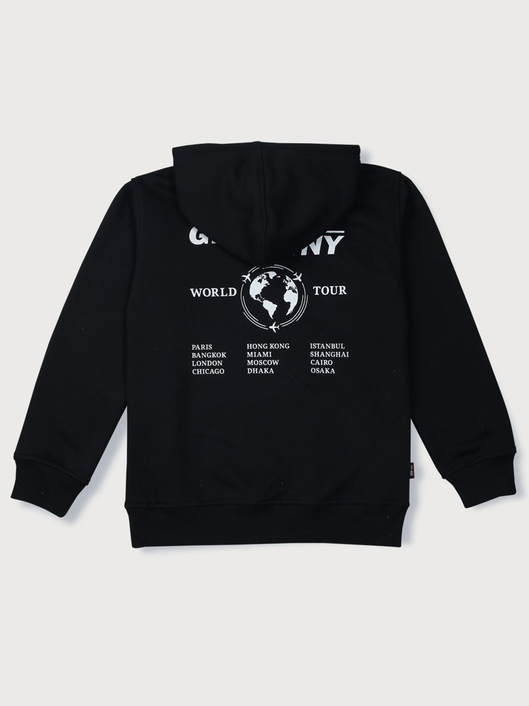 

Gini and Jony Boys Typography Printed Hooded Cotton Pullover Sweatshirt, Black