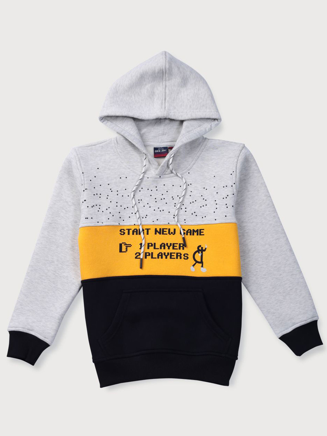 

Gini and Jony Boys Colourblocked Hooded Cotton Pullover Sweatshirt, Grey