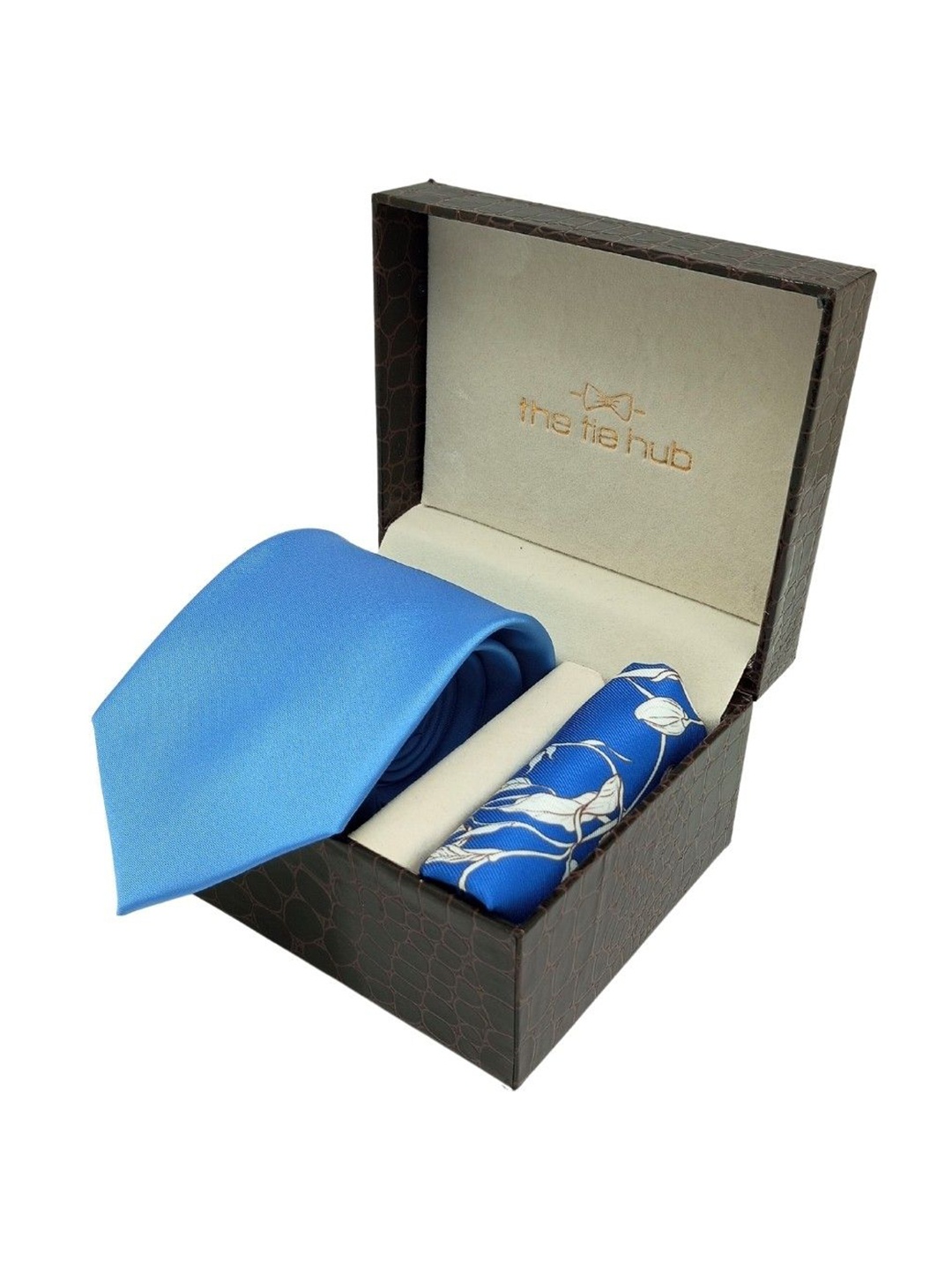 

The Tie Hub Men Accessory Gift Set Of Tie & Pocket Square, Blue