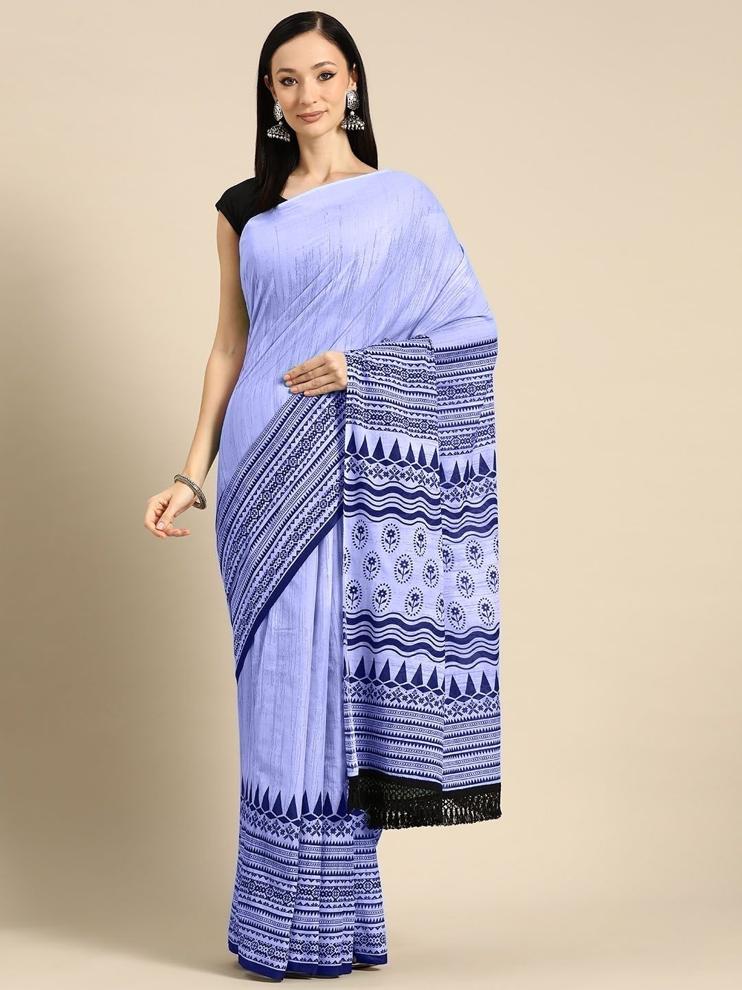 

BUTA BUTI Floral Pure Cotton Saree, Purple