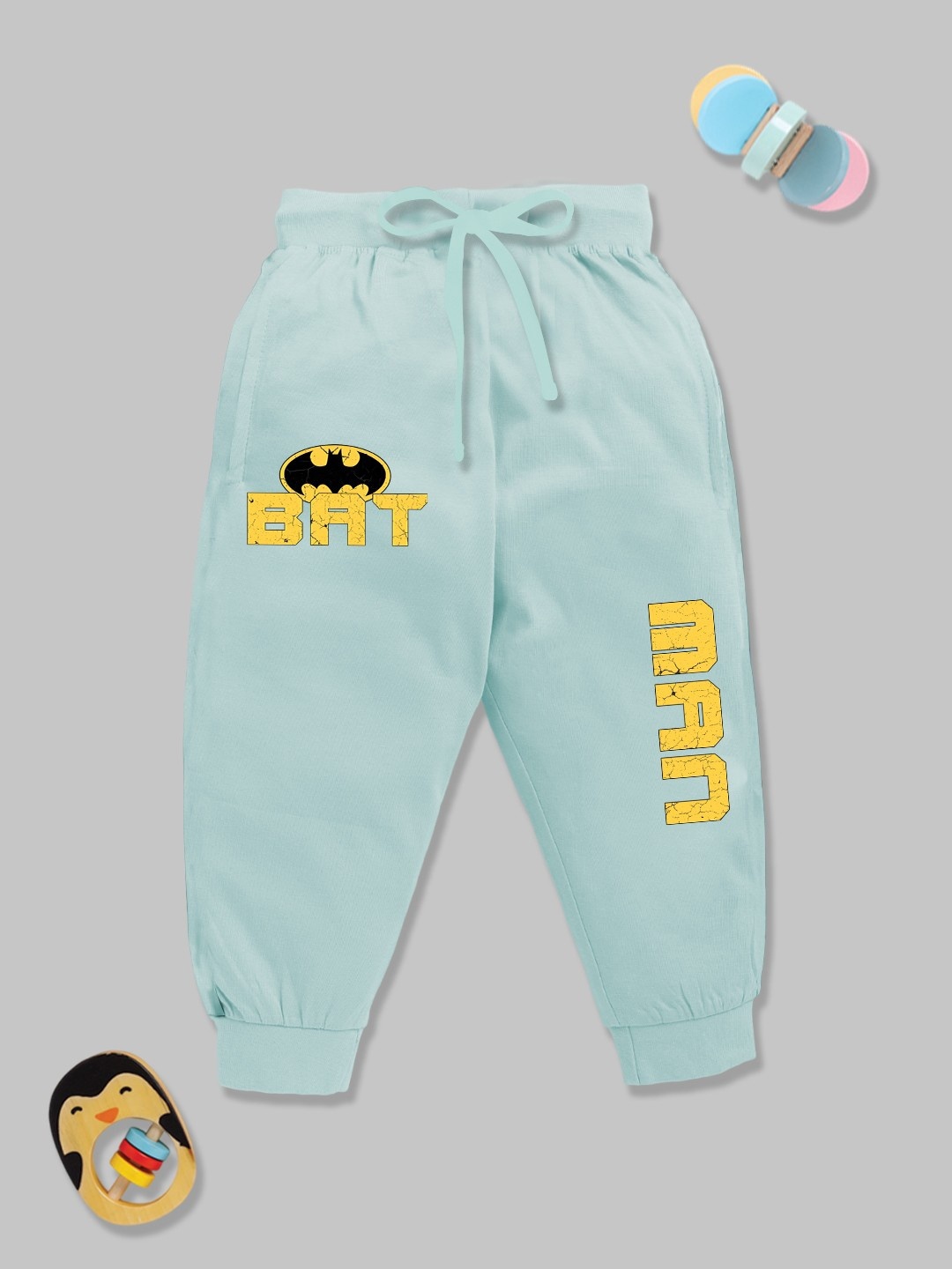 

YK X Minute Mirth Boys Batman Printed Pure Cotton Joggers, Green