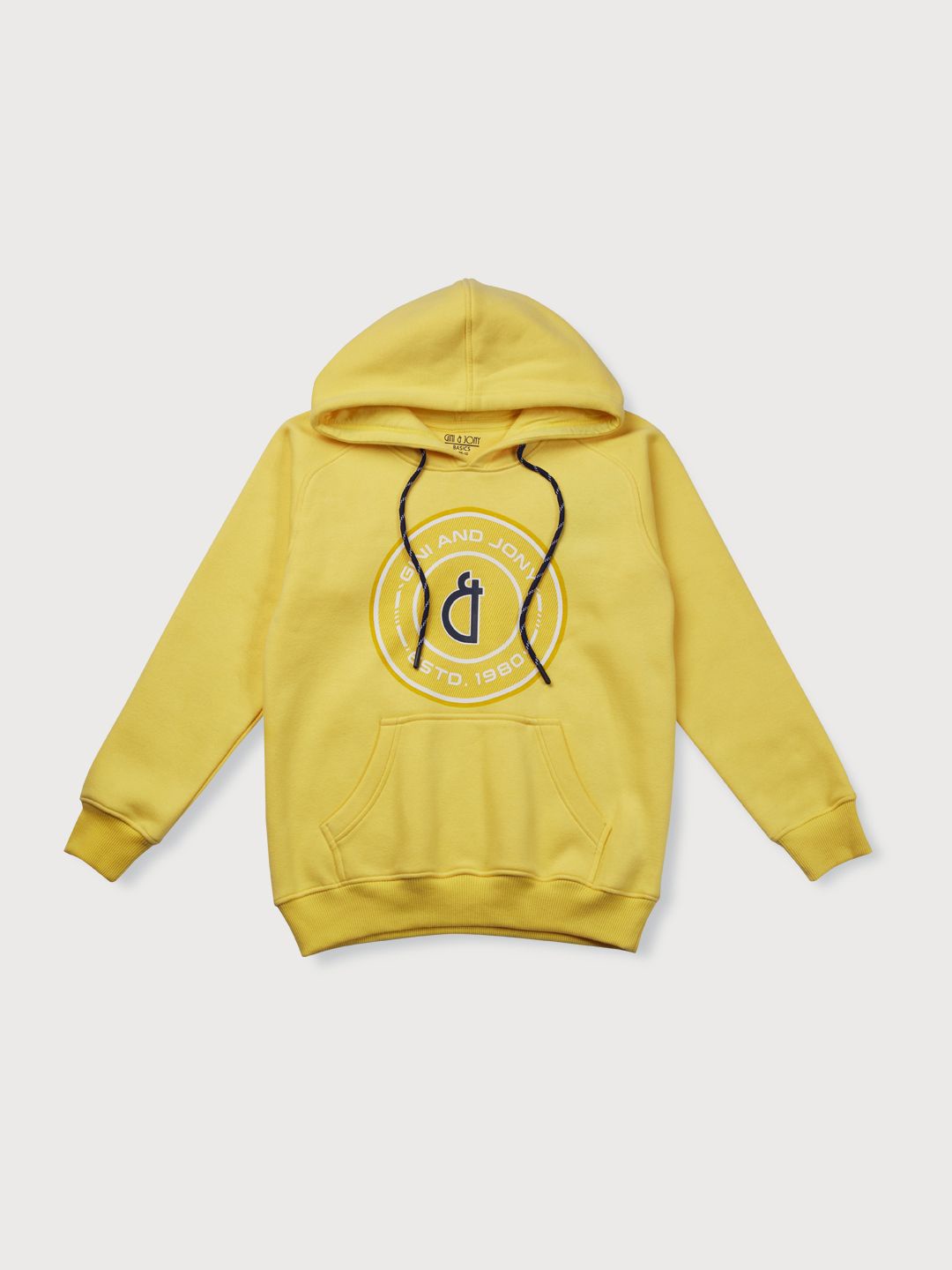 

Gini and Jony Boys Brand Logo Printed Hooded Cotton Pullover Sweatshirt, Yellow