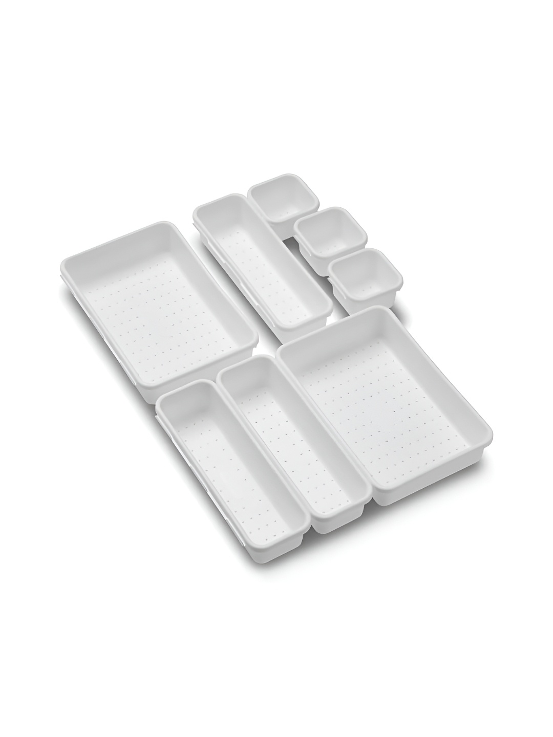 

HOUSE OF QUIRK White 8 Pieces 3 Size Versatile Plastic Storage Box Set