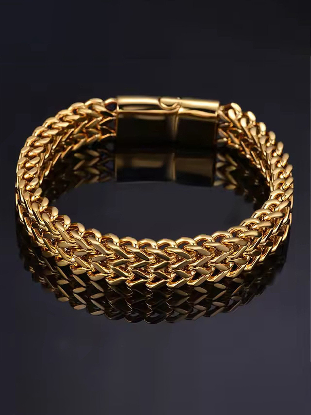 

Heer Collection Men Stainless Steel Link Bracelet, Gold