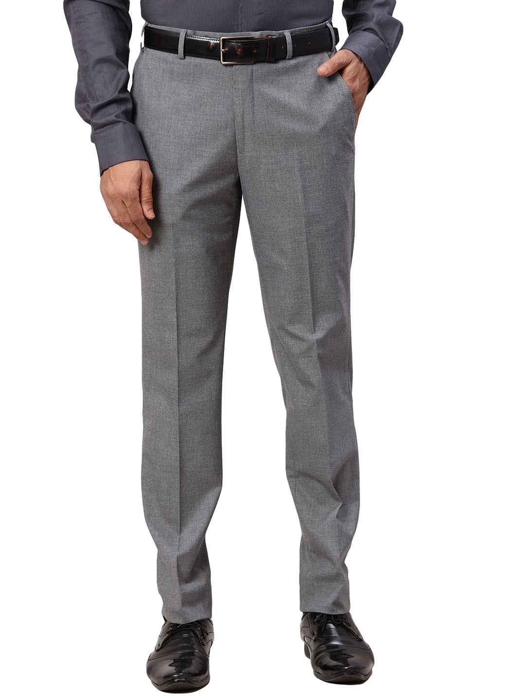 

Park Avenue Men Solid Slim Fit Trousers, Grey