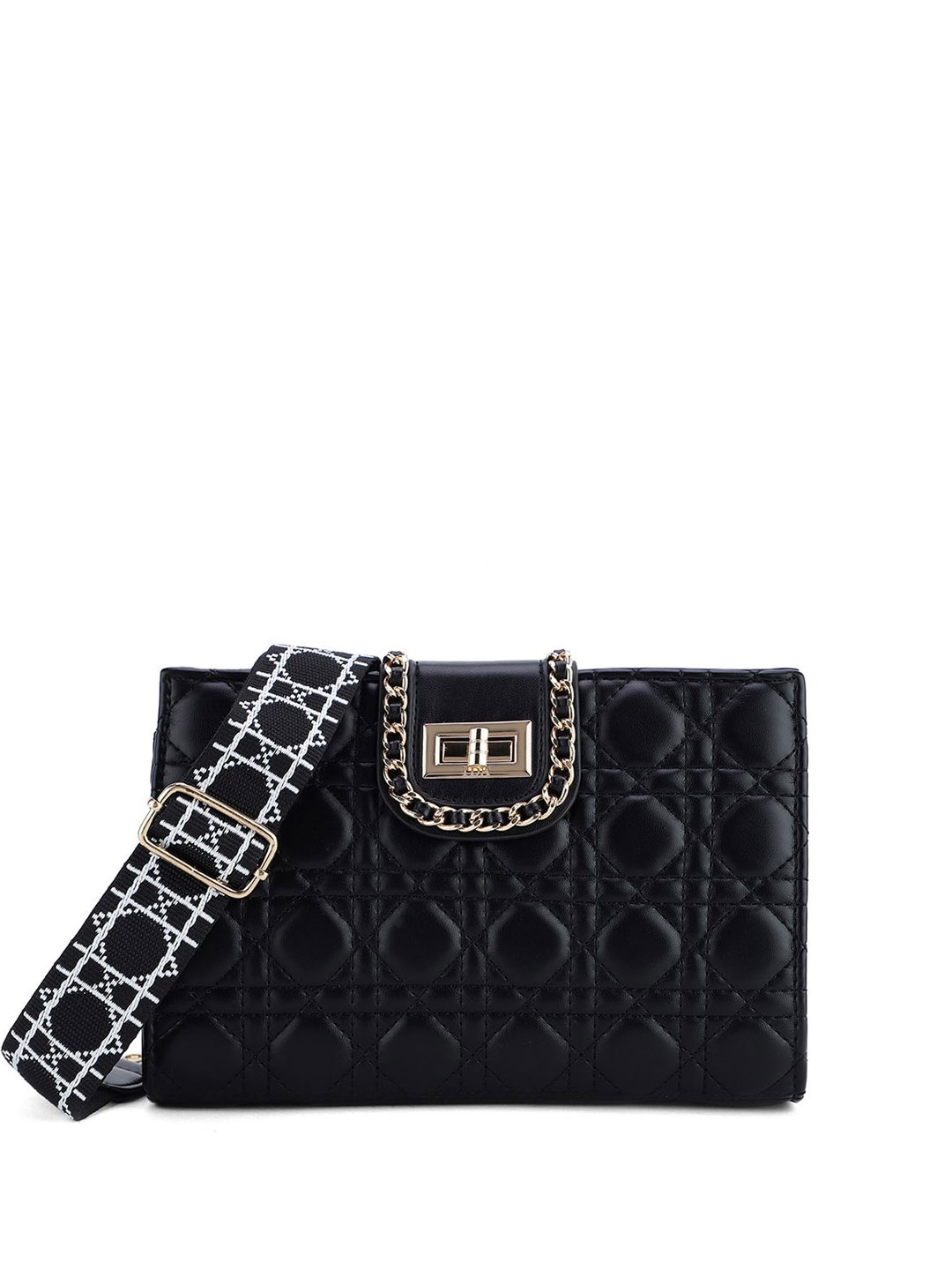 

IDA Women PU Sling Bag with Quilted, Black