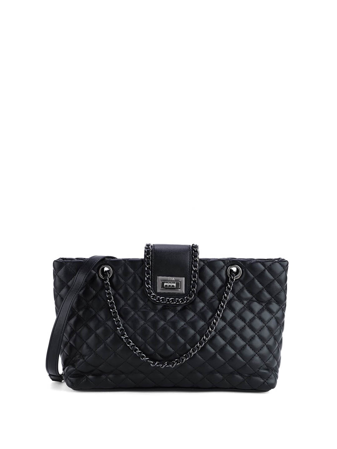 

IDA Women Textured PU Shopper Handheld Bag with Quilted, Black