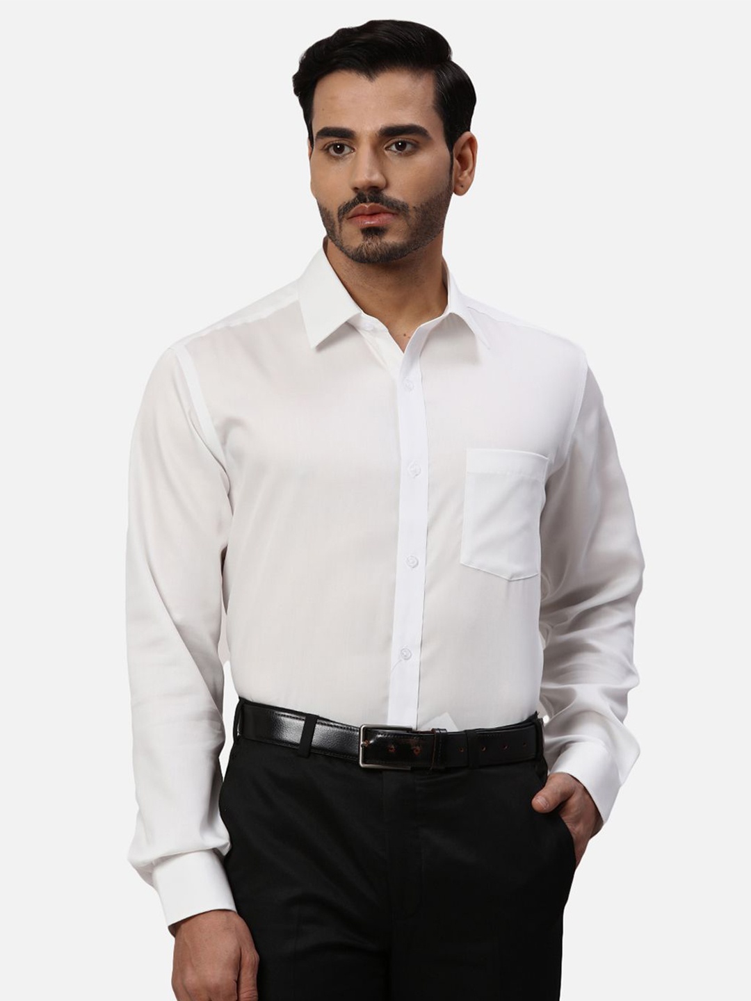 

Park Avenue Men Spread Collar Solid Cotton Formal Shirt, White