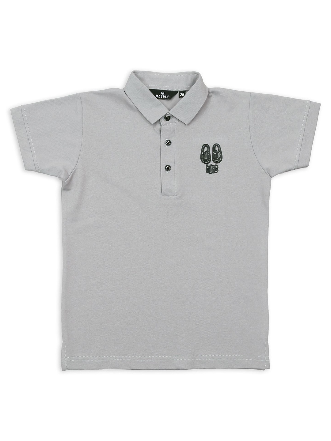 

MashUp Boys Solid Polo Collar Cotton T-shirt, Grey