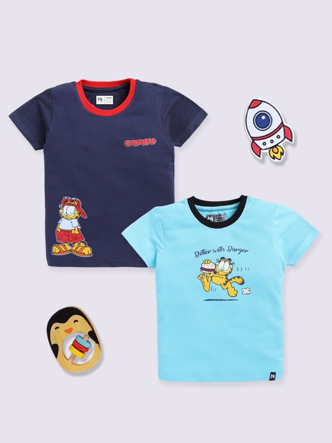 

YK X Minute Mirth Boys Pack Of 2 Printed Cotton T-shirts, Assorted