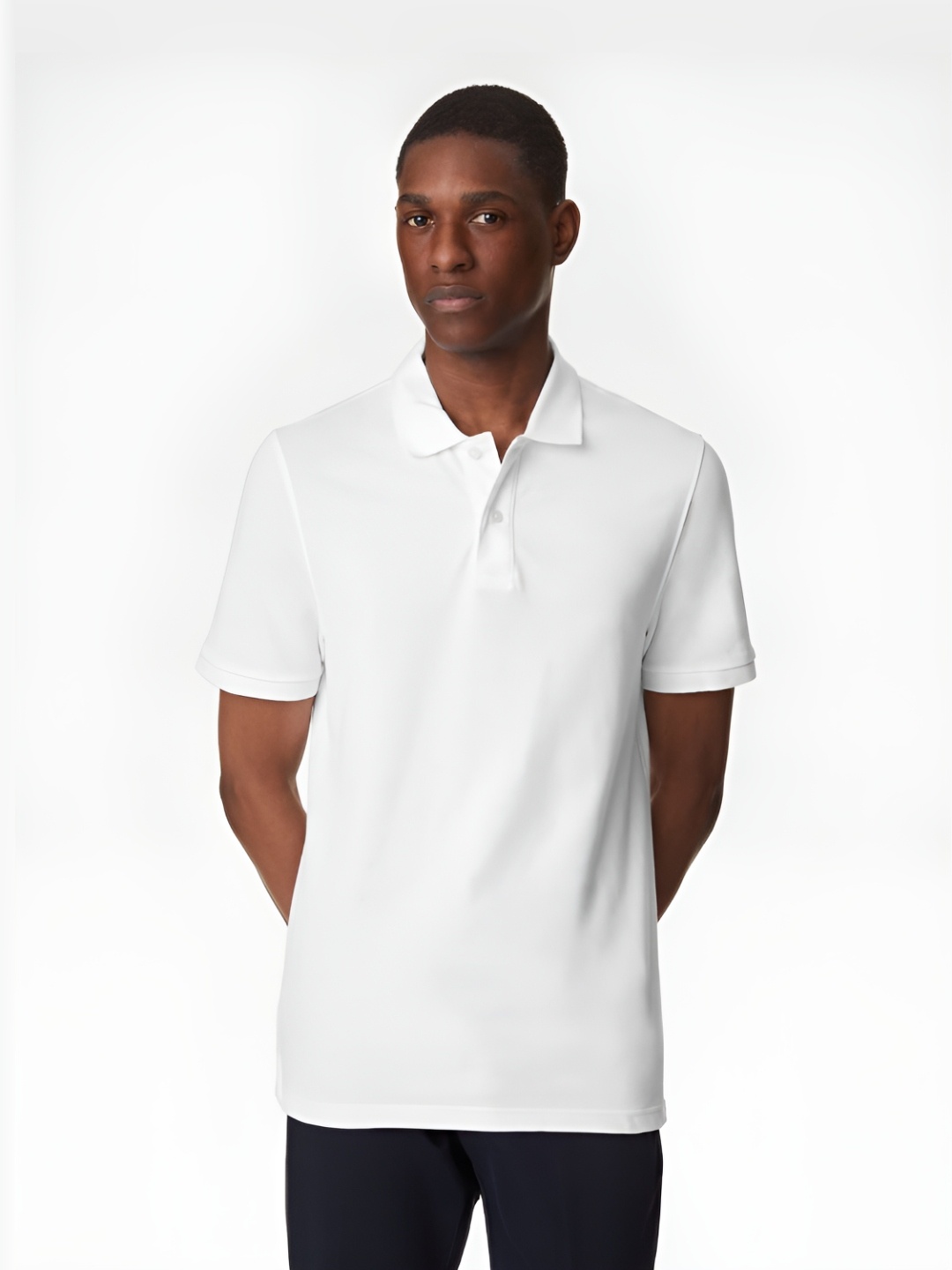 

Marks & Spencer Men Solid Polo Collar Cotton Slim Fit T-shirt, White
