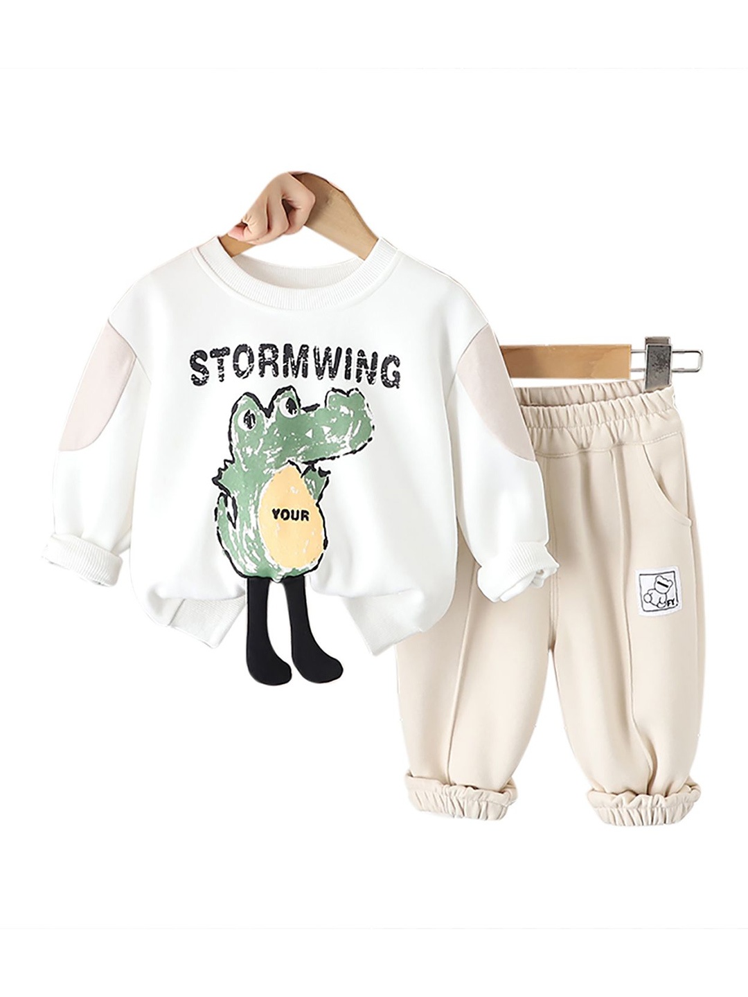 

StyleCast x Revolte Kids Printed Pure Cotton Top with Joggers, White