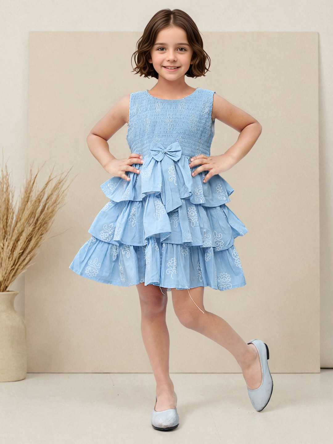 

Toonyport Kids-Girls Fit & Flare Tiered Dress, Blue