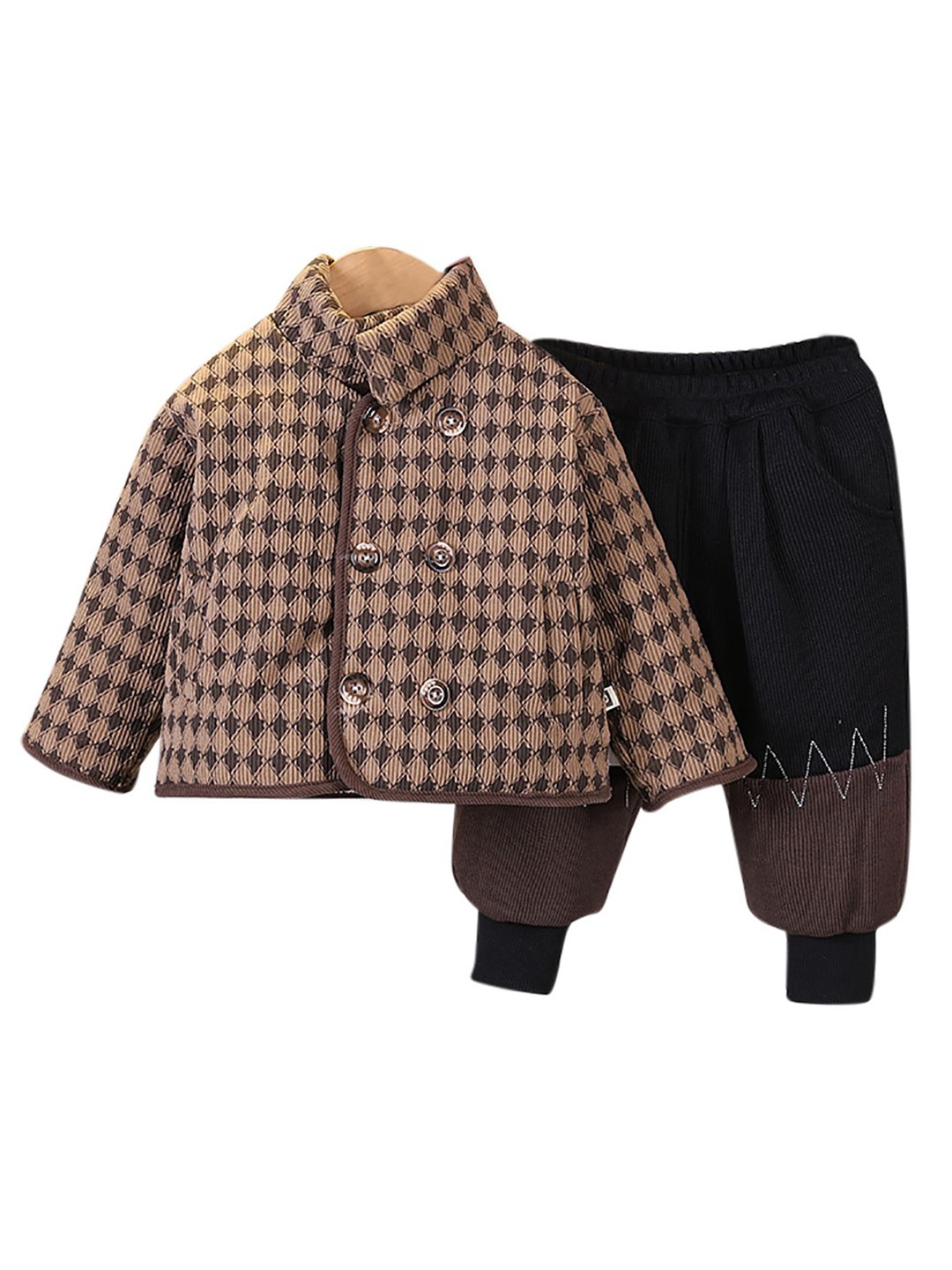 

StyleCast x Revolte Kids Brown & Black Checked Pure Cotton Top & Joggers