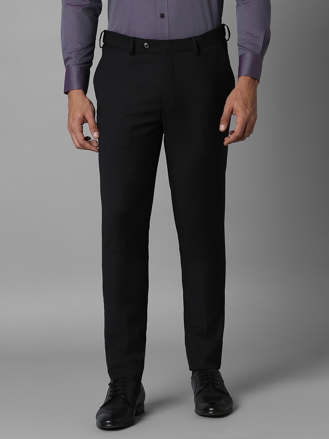 

Louis Philippe Men Mid-Rise Slim Fit Trousers, Black