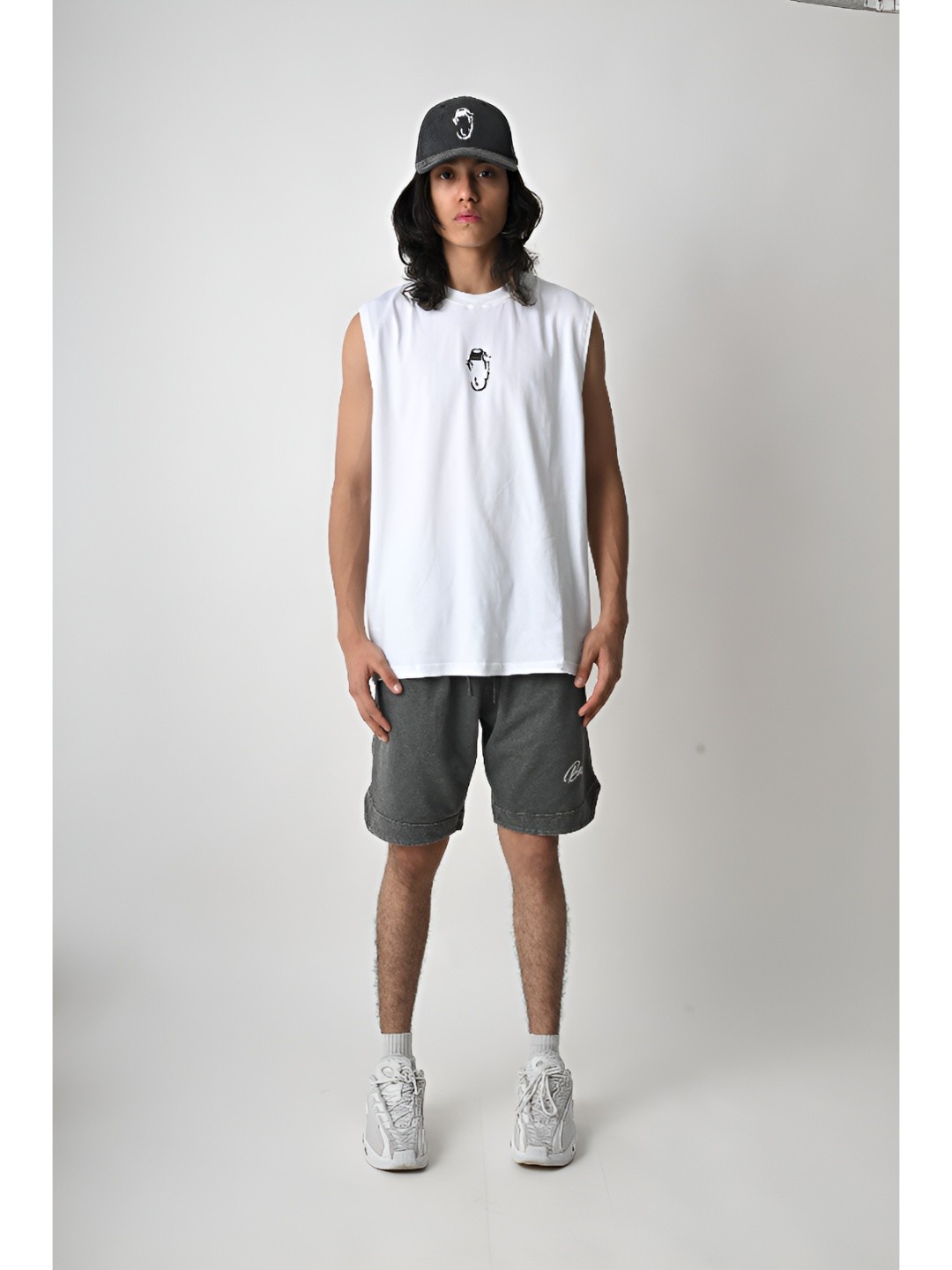 

BAWSE. Men Solid Round Neck Cotton Relaxed Fit T-shirt, White