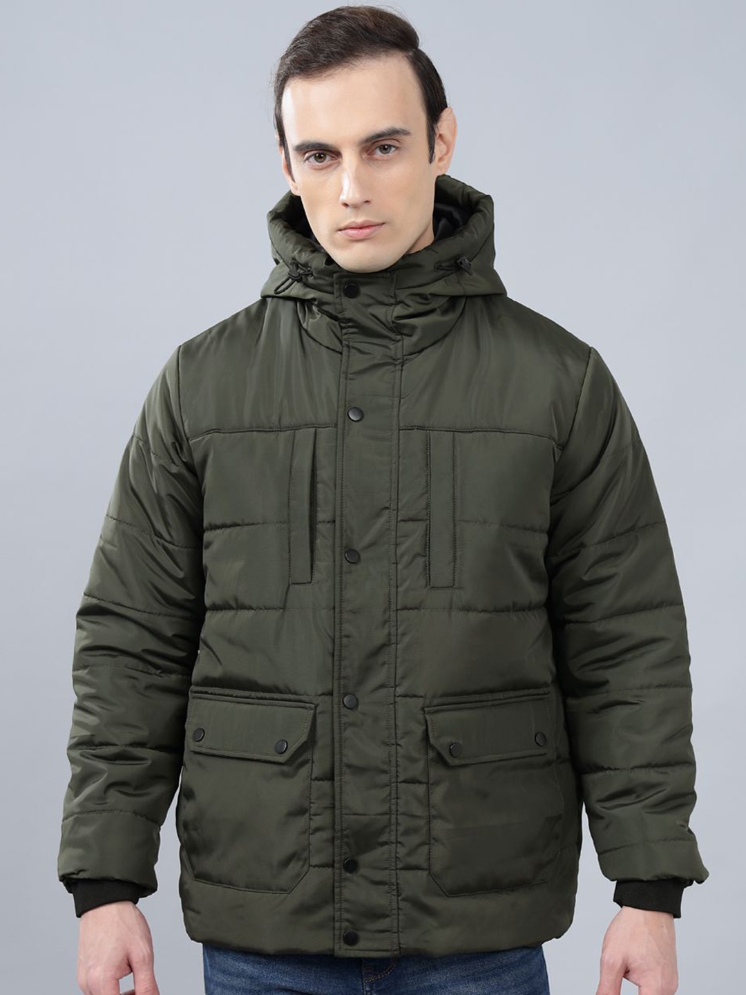 

Cantabil Men Reversible Puffer Jacket, Olive