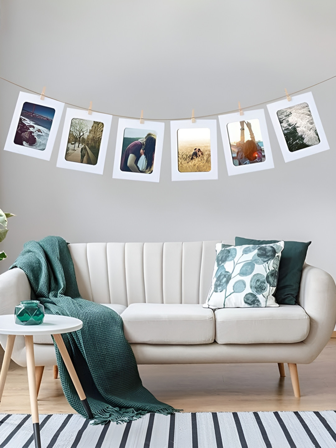 

Art Street White 6 Pieces Wall Photo Frames With Clips & Thread
