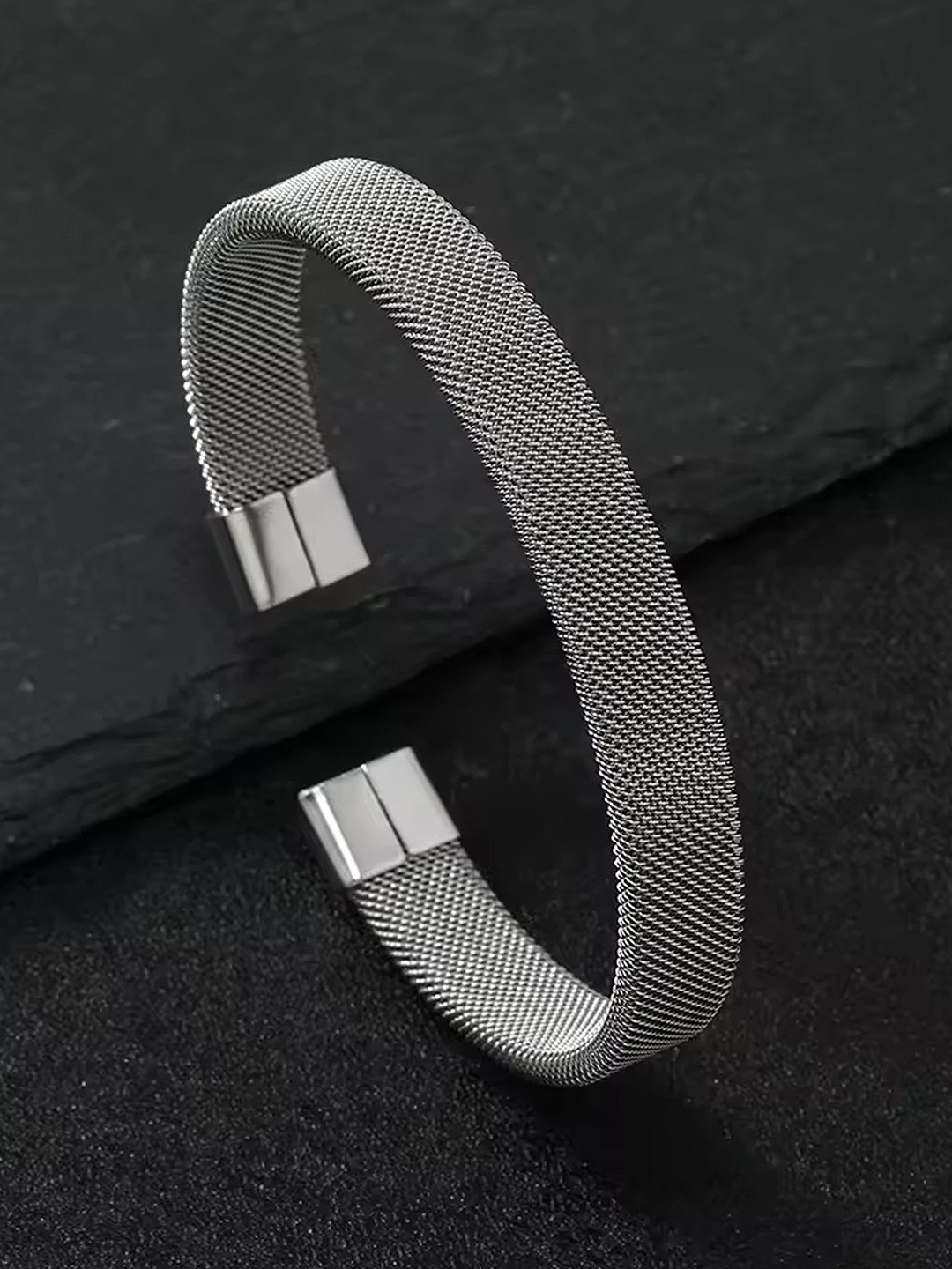

Heer Collection Men Stainless Steel Cuff Bracelet, Silver