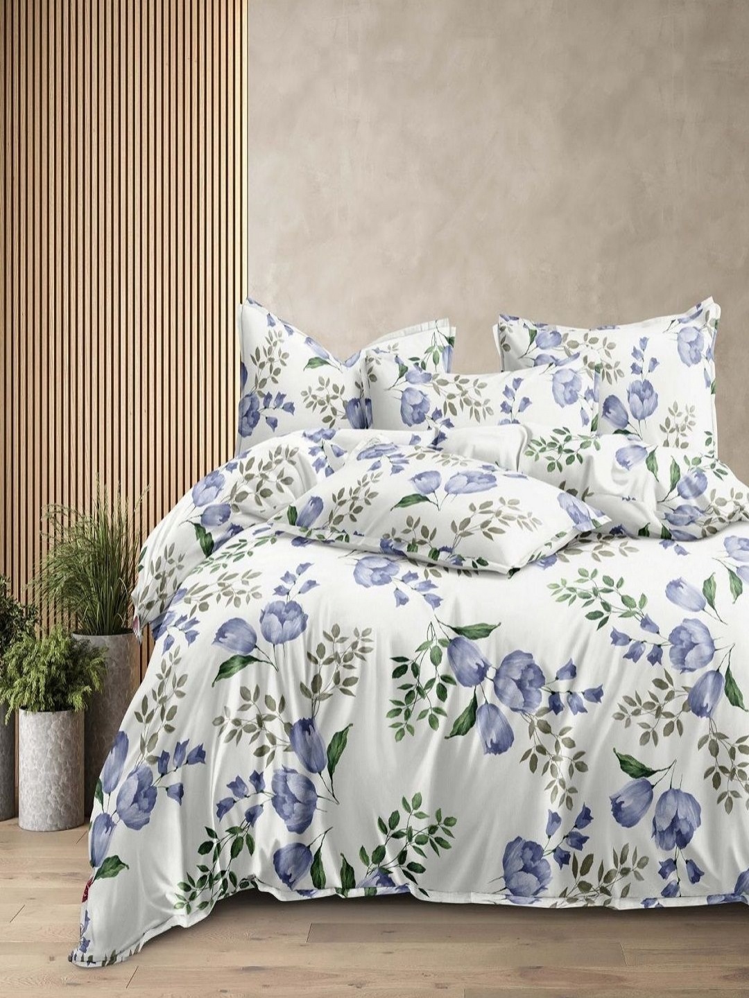 

CHICERY Blue & Green Floral Printed Heavy Winter 350 GSM Cotton Single Bed Comforter