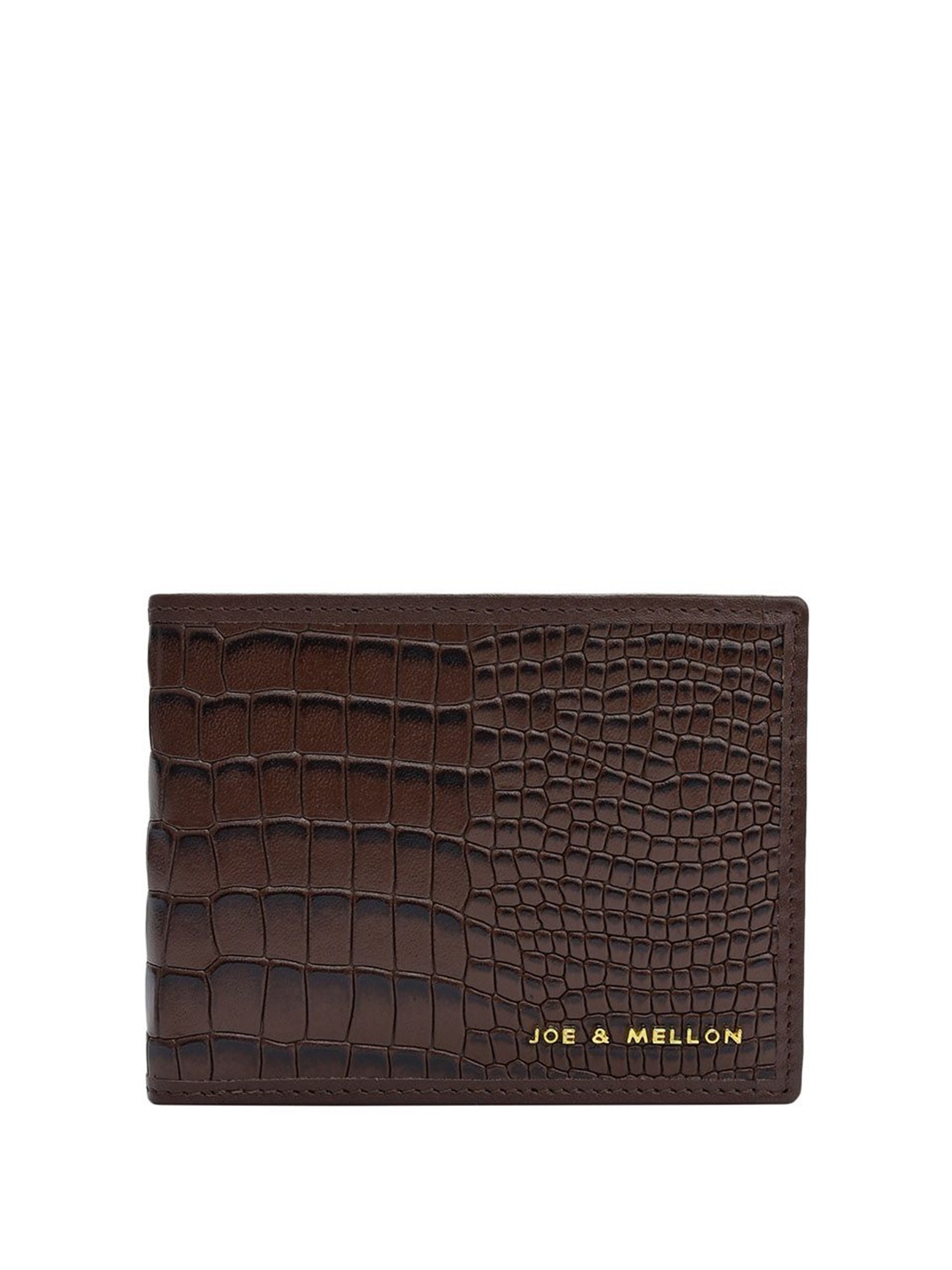 

Joe & Mellon Men Textured Leather Two Fold Wallet, Brown