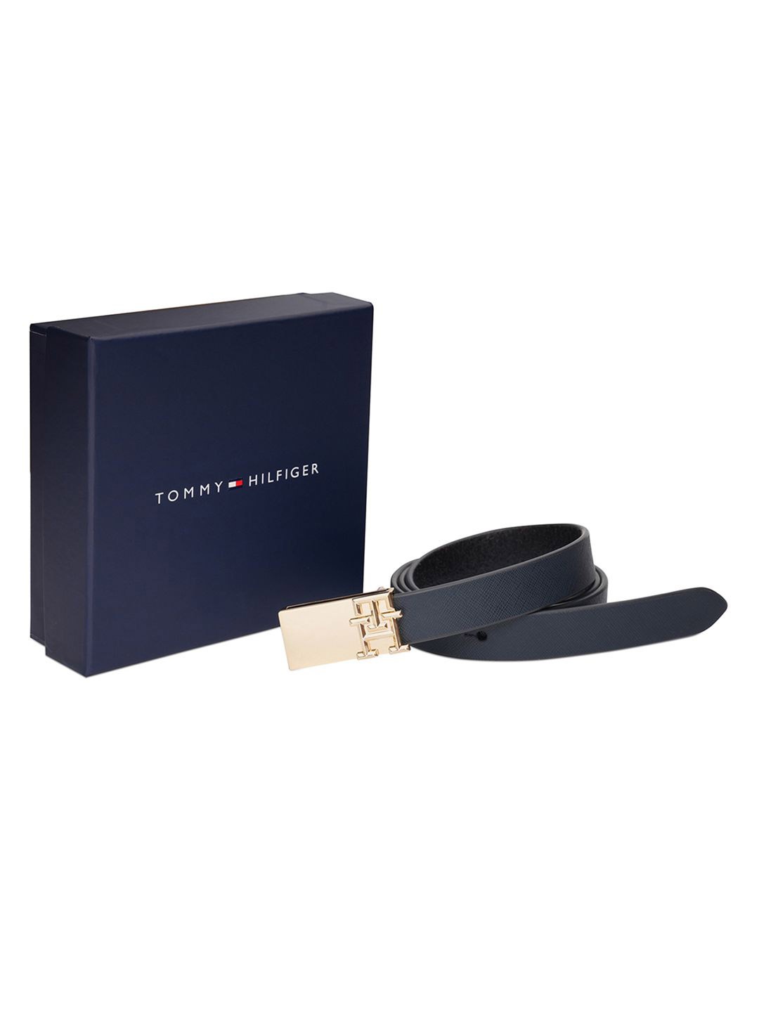 

Tommy Hilfiger Women Textured Leather Formal Belt, Navy blue