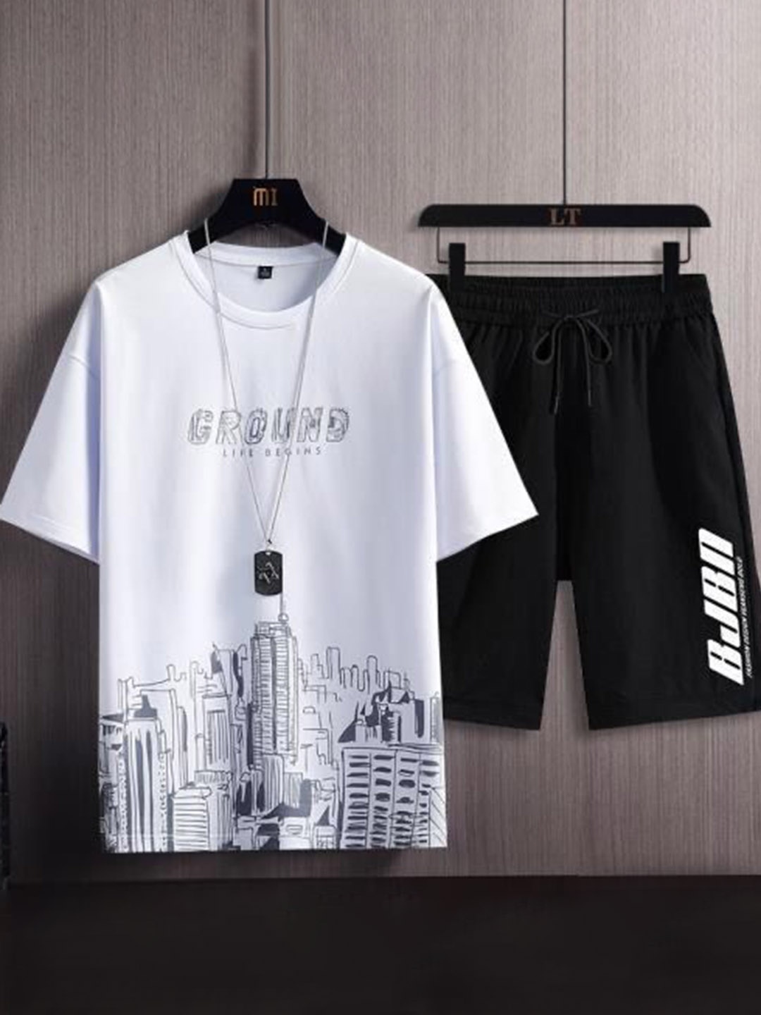 

StyleCast White Typography Printed Round Neck T-shirt with Shorts