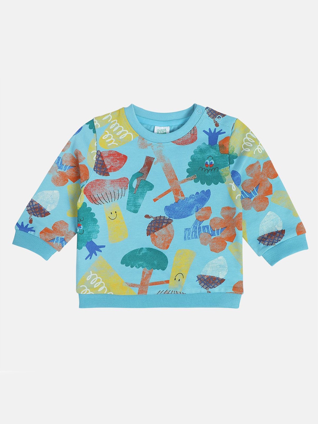 

MINI KLUB Boys Graphic Printed Round Neck Cotton Pullover Sweatshirt, Blue