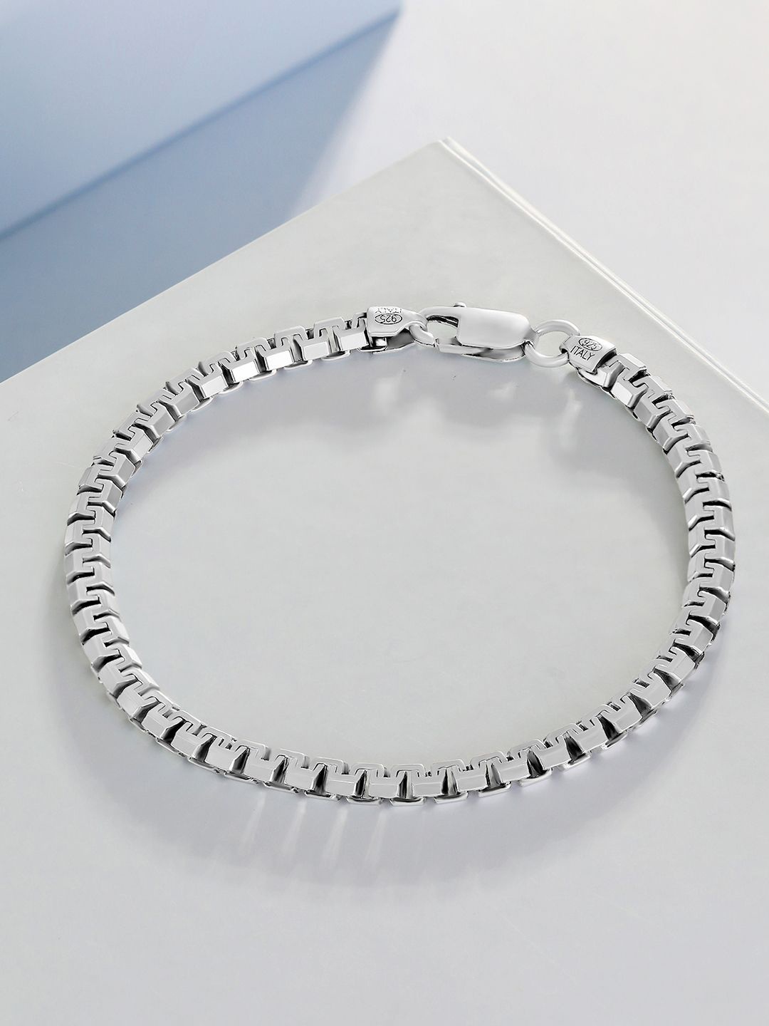 

Zavya Men 925 Sterling Silver Rhodium-Plated Link Bracelet