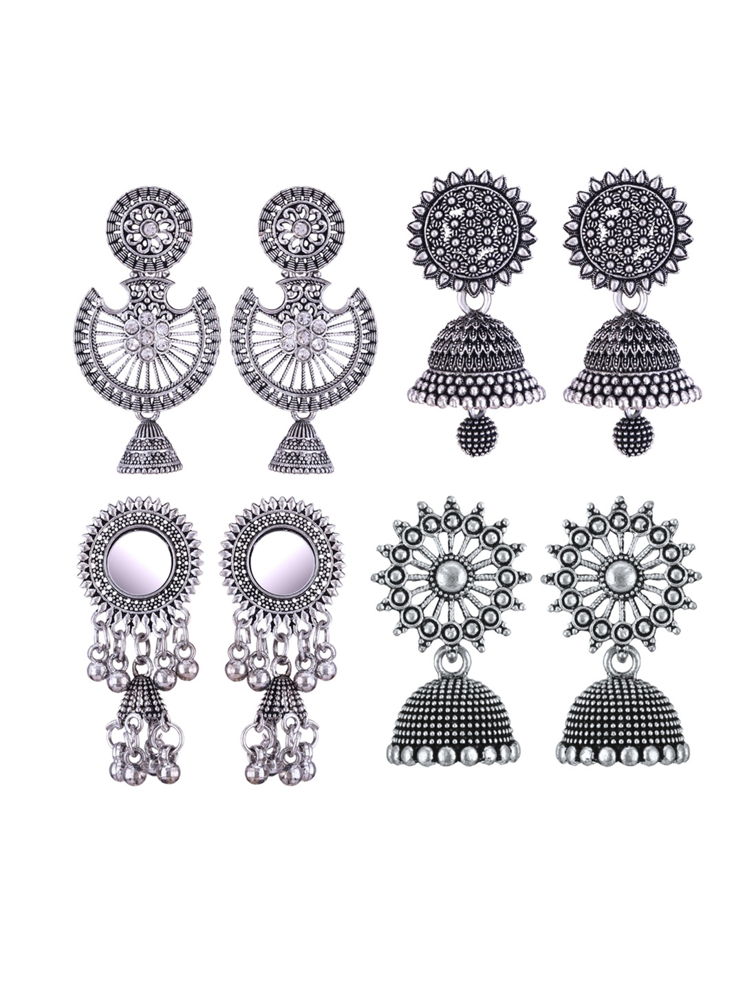 

DIVASTRI Peacock Shaped Jhumkas Earrings, Silver