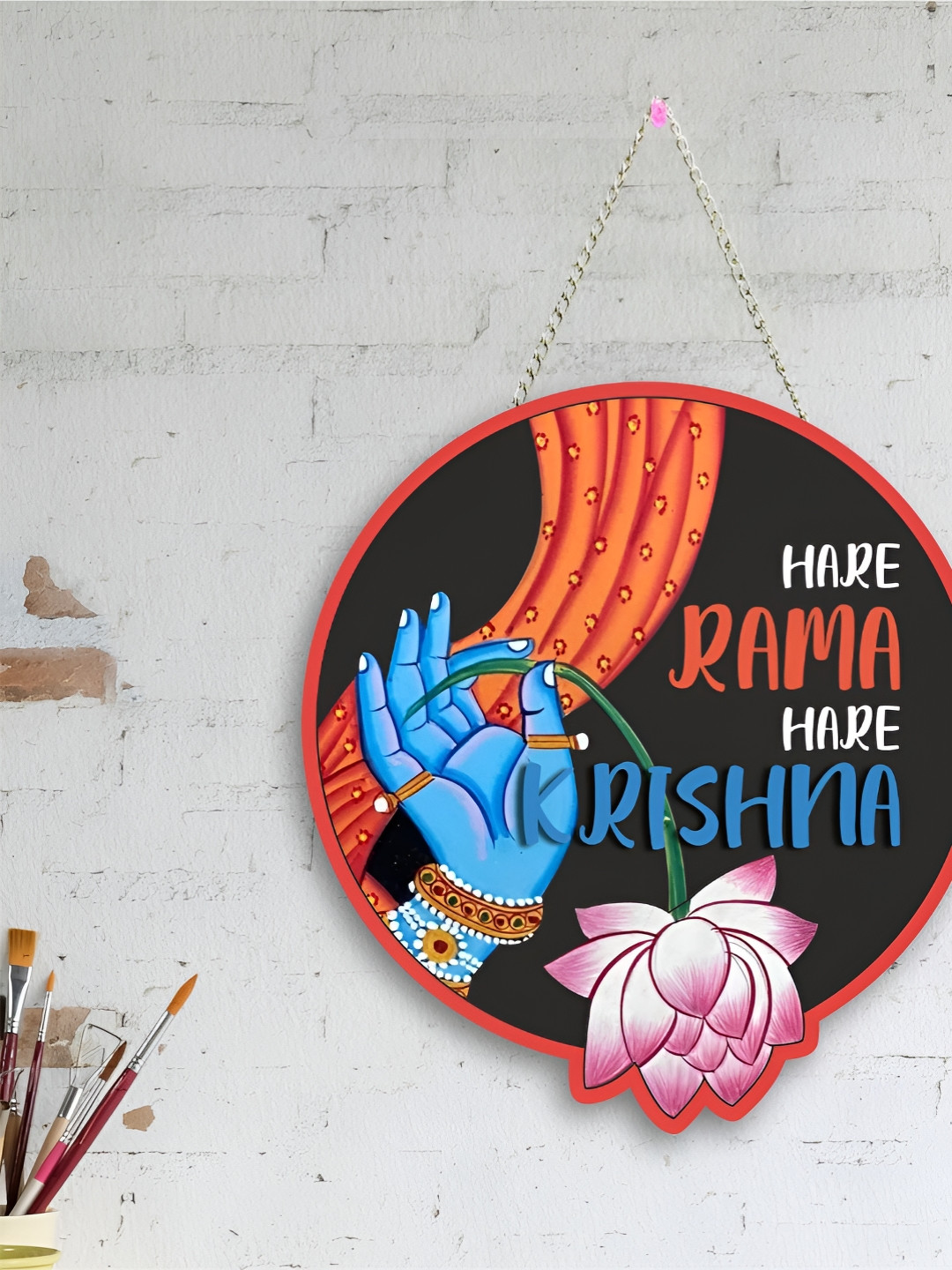 

Nupur Studios Black & Red Lord krishna Hand Printed Hanging Wall Decor