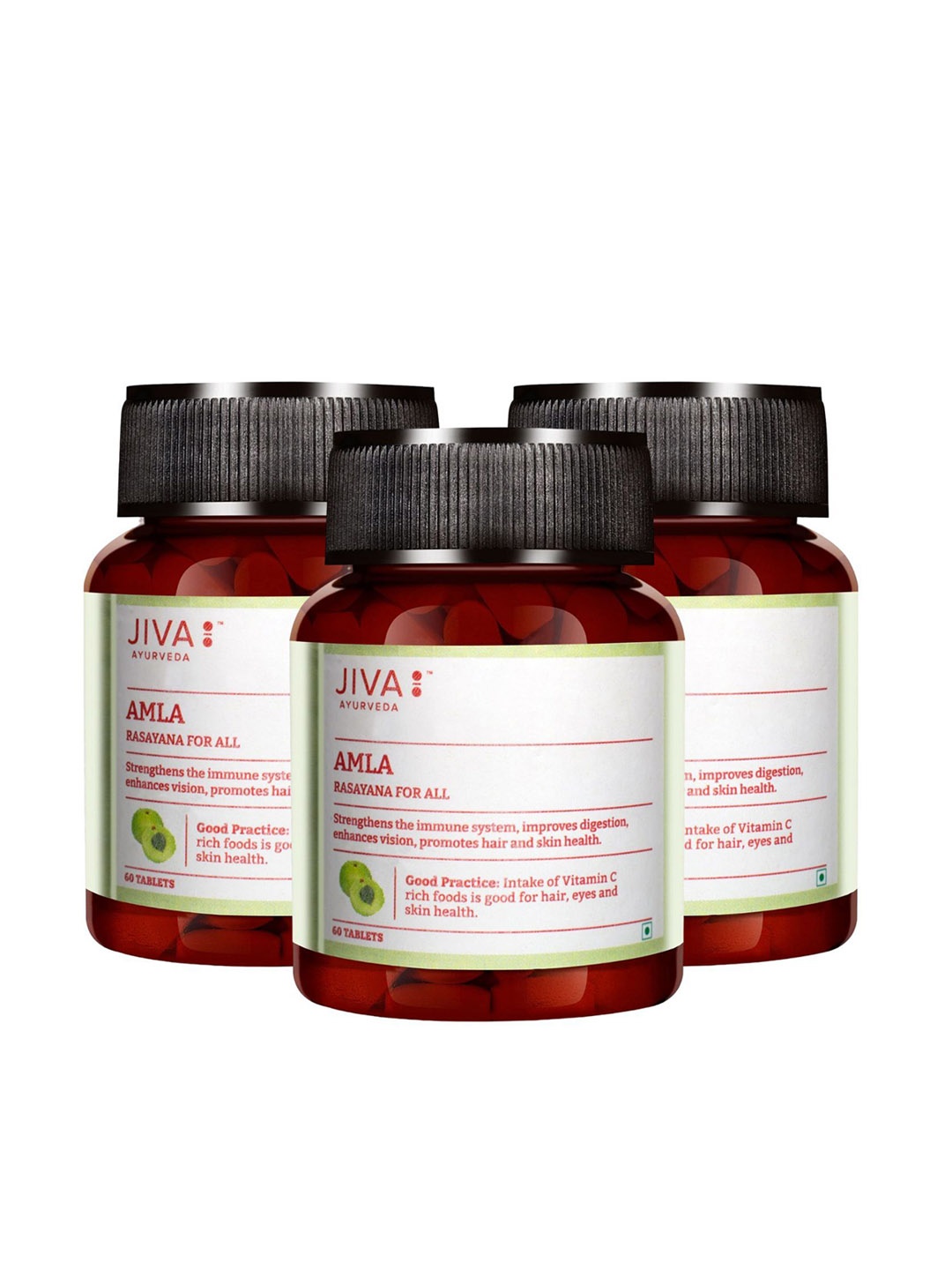 

Jiva Set Of 3 Amla 500mg Tablets - 60 Tabs Each, White